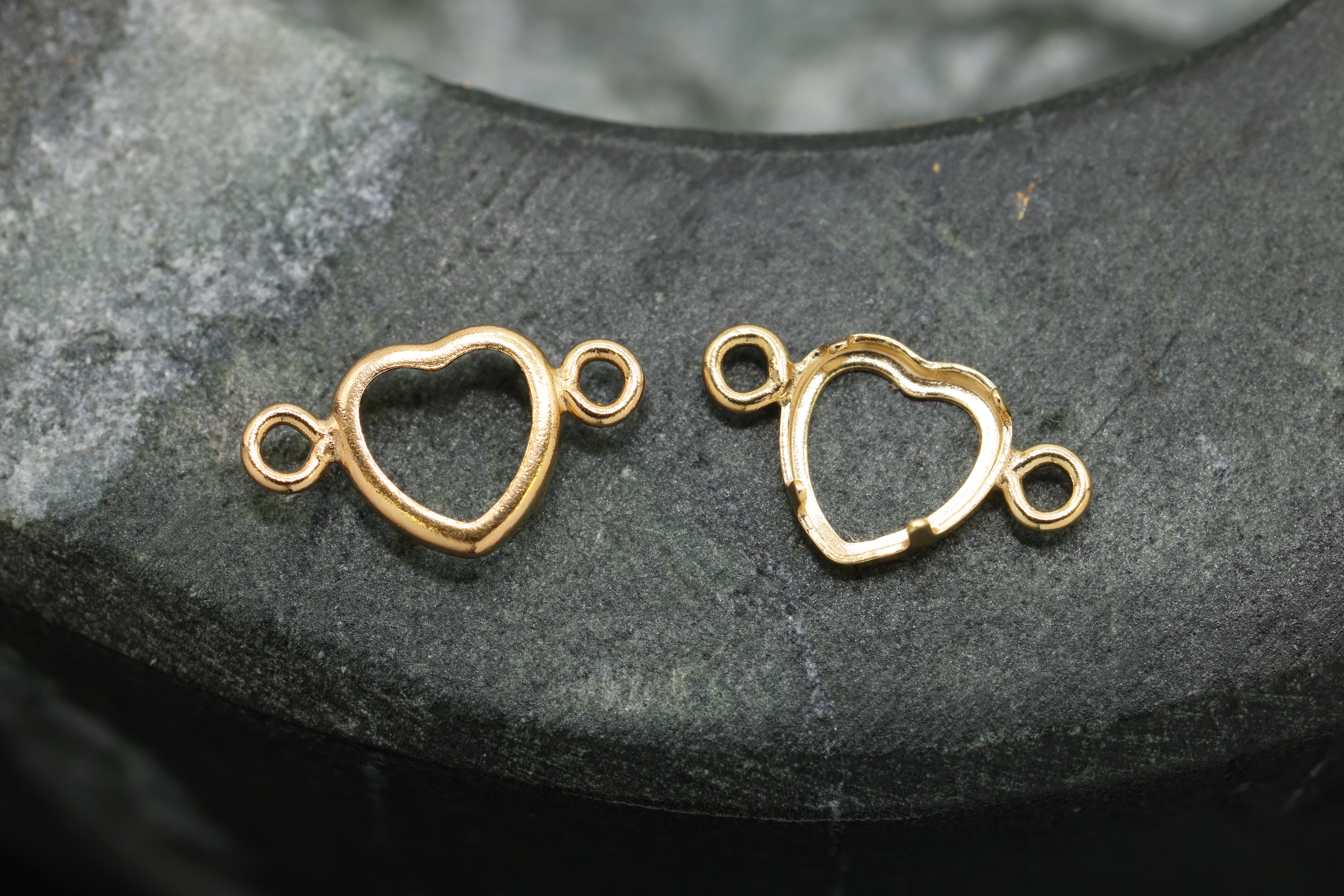 Heart Connector Bezel Self Set Bracket Charm, 14/20 Gold-Filled, 4mm x 4mm, Wholesale, Jewelry Making Charm