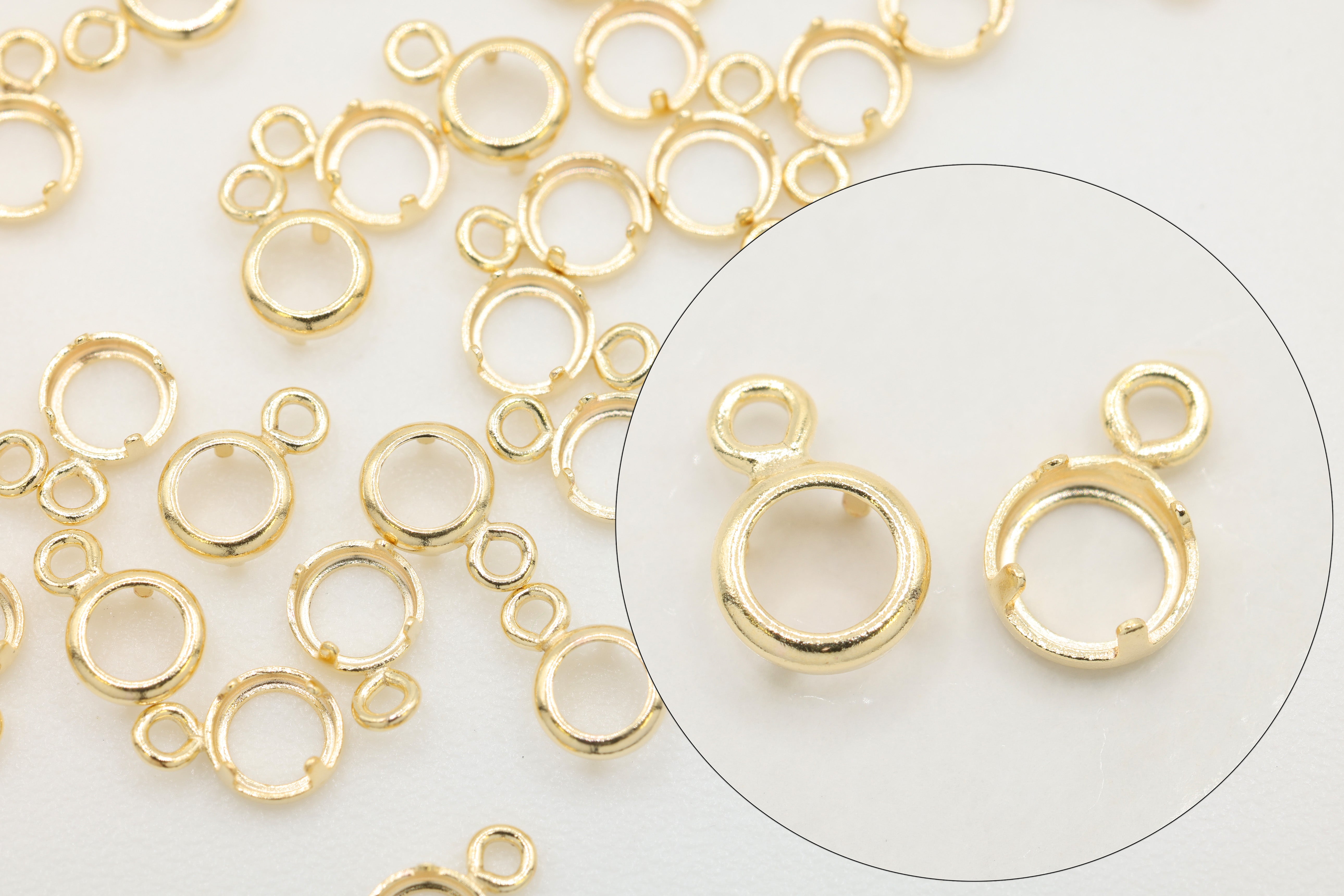 Round Bezel Self Set Bracket Charm, 14/20 Gold-Filled, 3mm, Wholesale, Jewelry Making Charm