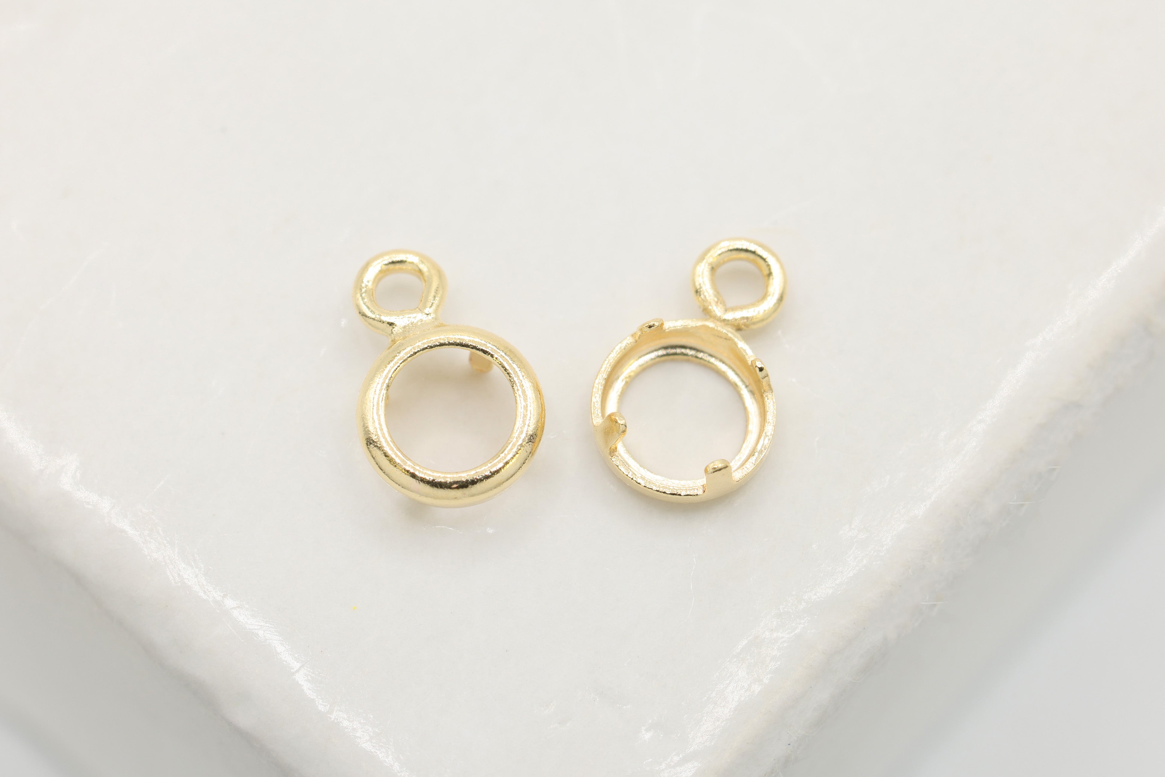 Round Bezel Self Set Bracket Charm, 14/20 Gold-Filled, 3mm, Wholesale, Jewelry Making Charm