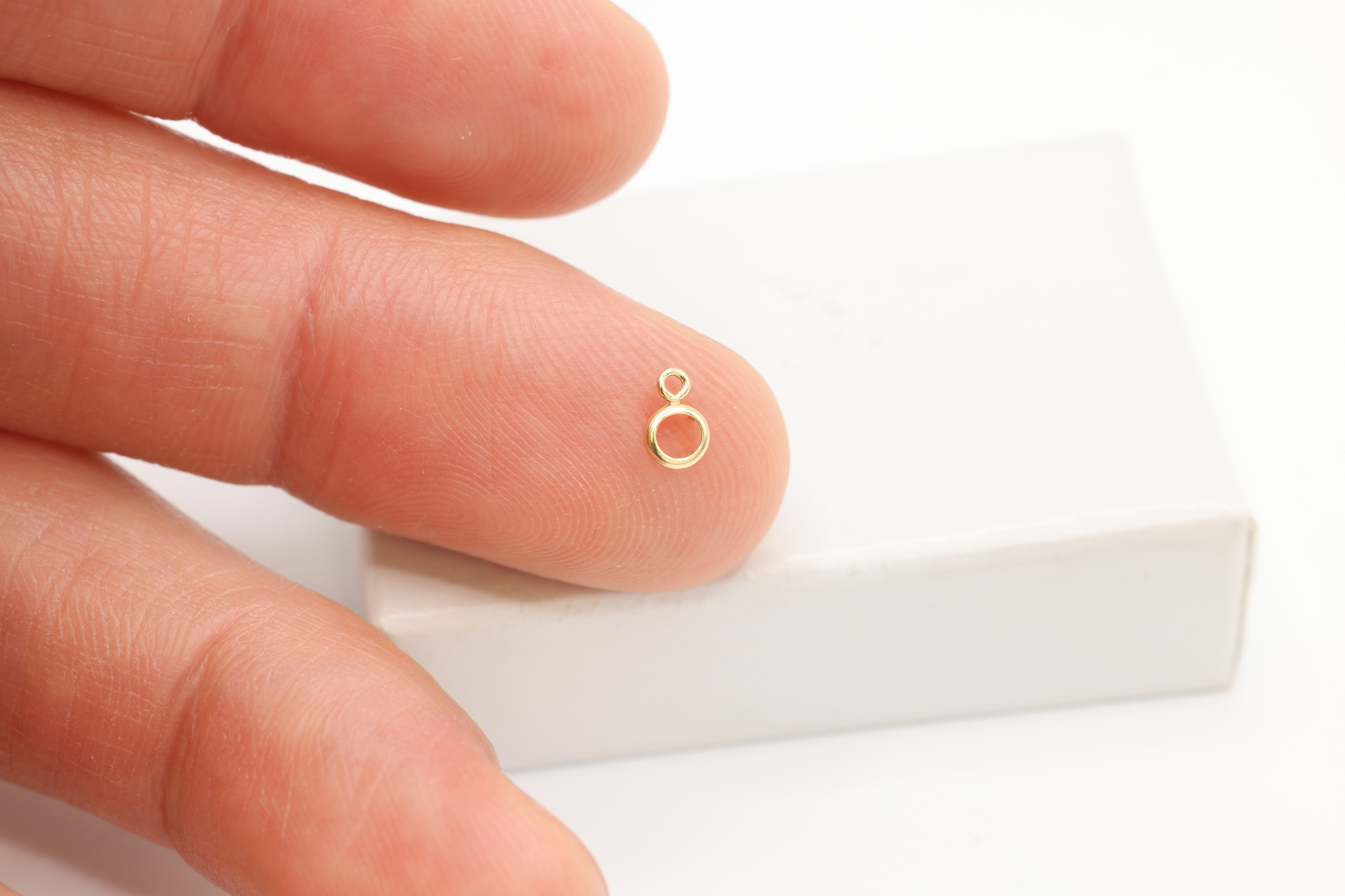 Round Bezel Self Set Bracket Charm, 14/20 Gold-Filled, 3mm, Wholesale, Jewelry Making Charm