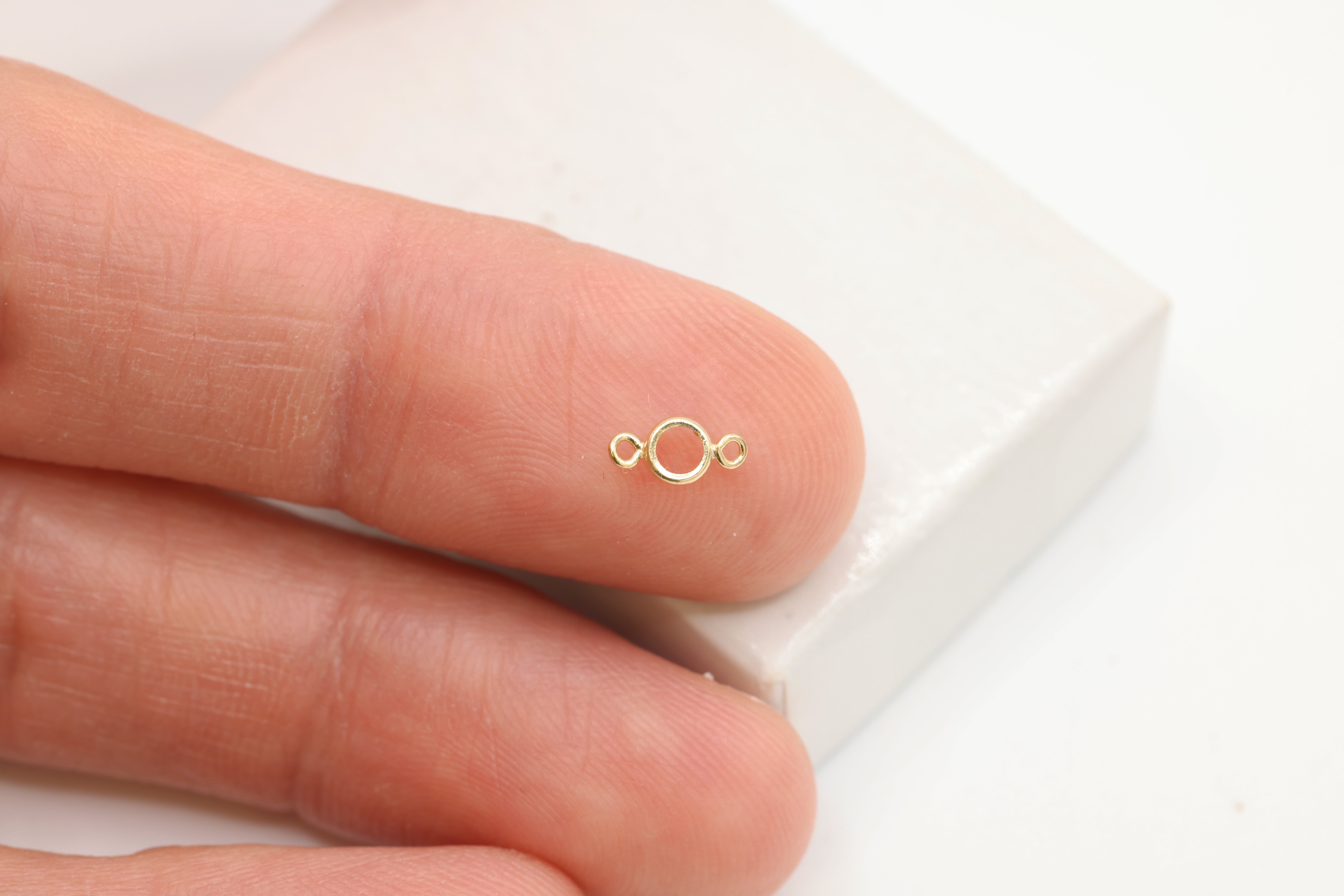 Round Connector Bezel Self Set Bracket Charm, 14/20 Gold-Filled, 3mm, Wholesale, Jewelry Making Charm