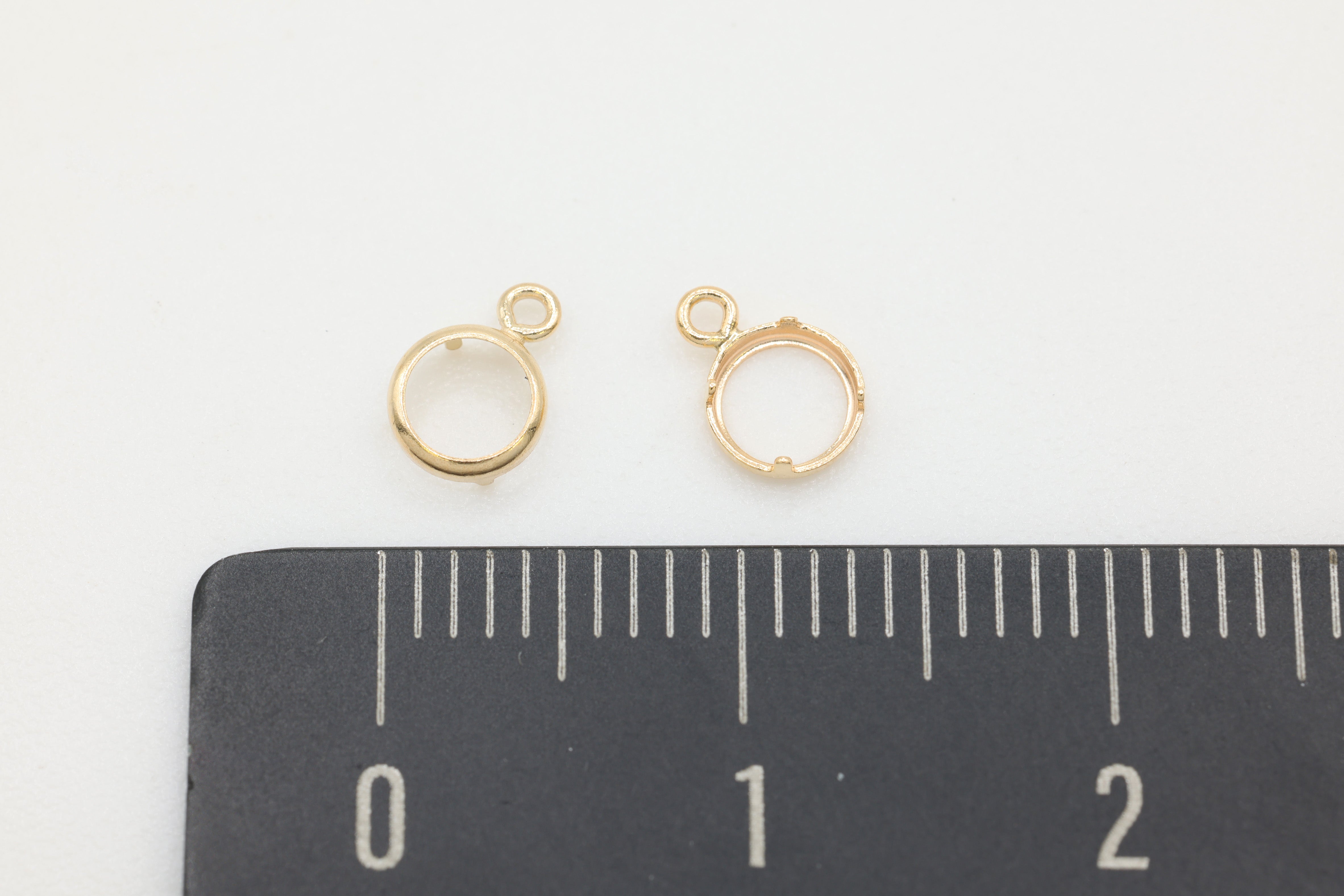 Round Bezel Self Set Bracket Charm, 14/20 Gold-Filled, 4mm, Wholesale, Jewelry Making Charm