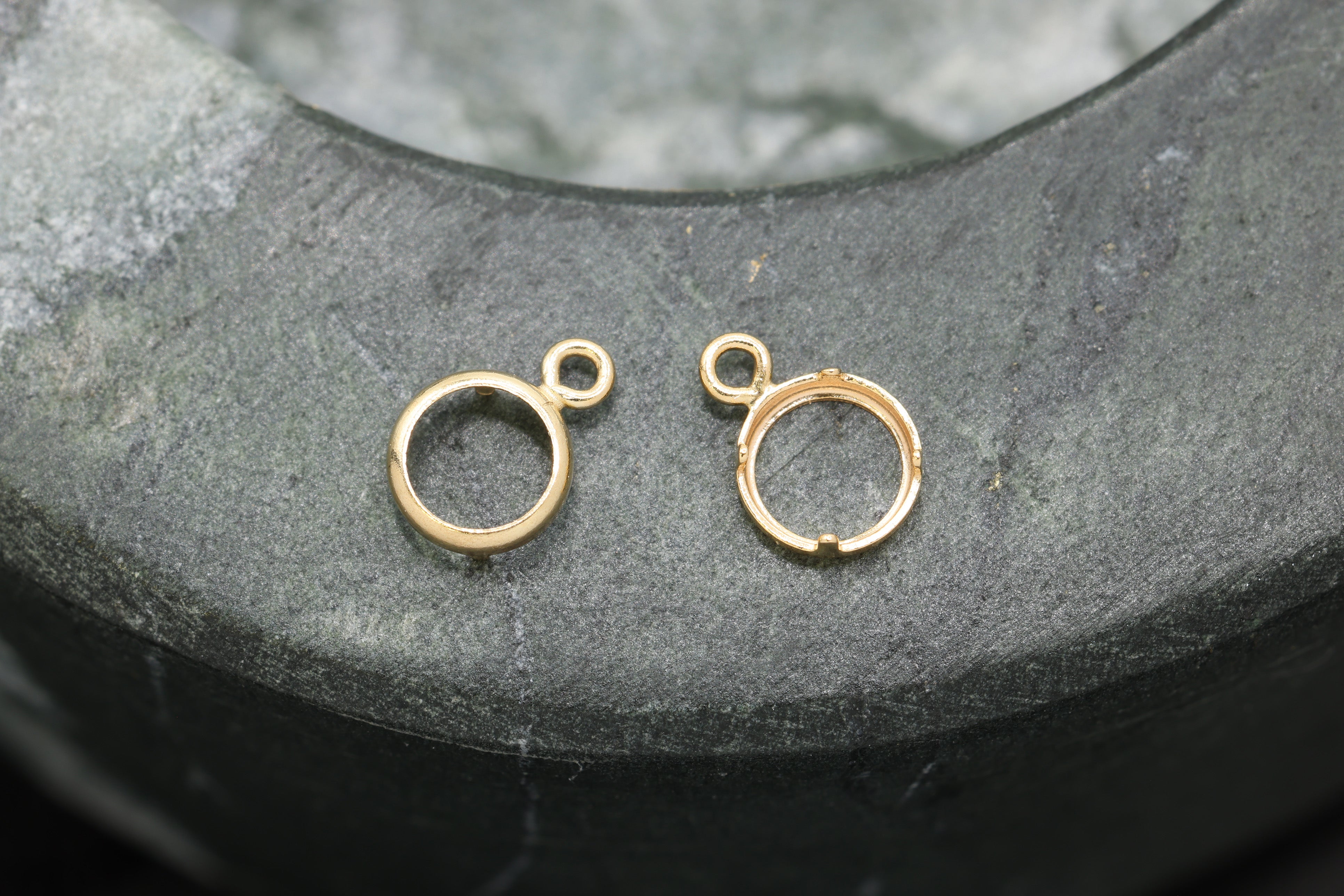Round Bezel Self Set Bracket Charm, 14/20 Gold-Filled, 4mm, Wholesale, Jewelry Making Charm