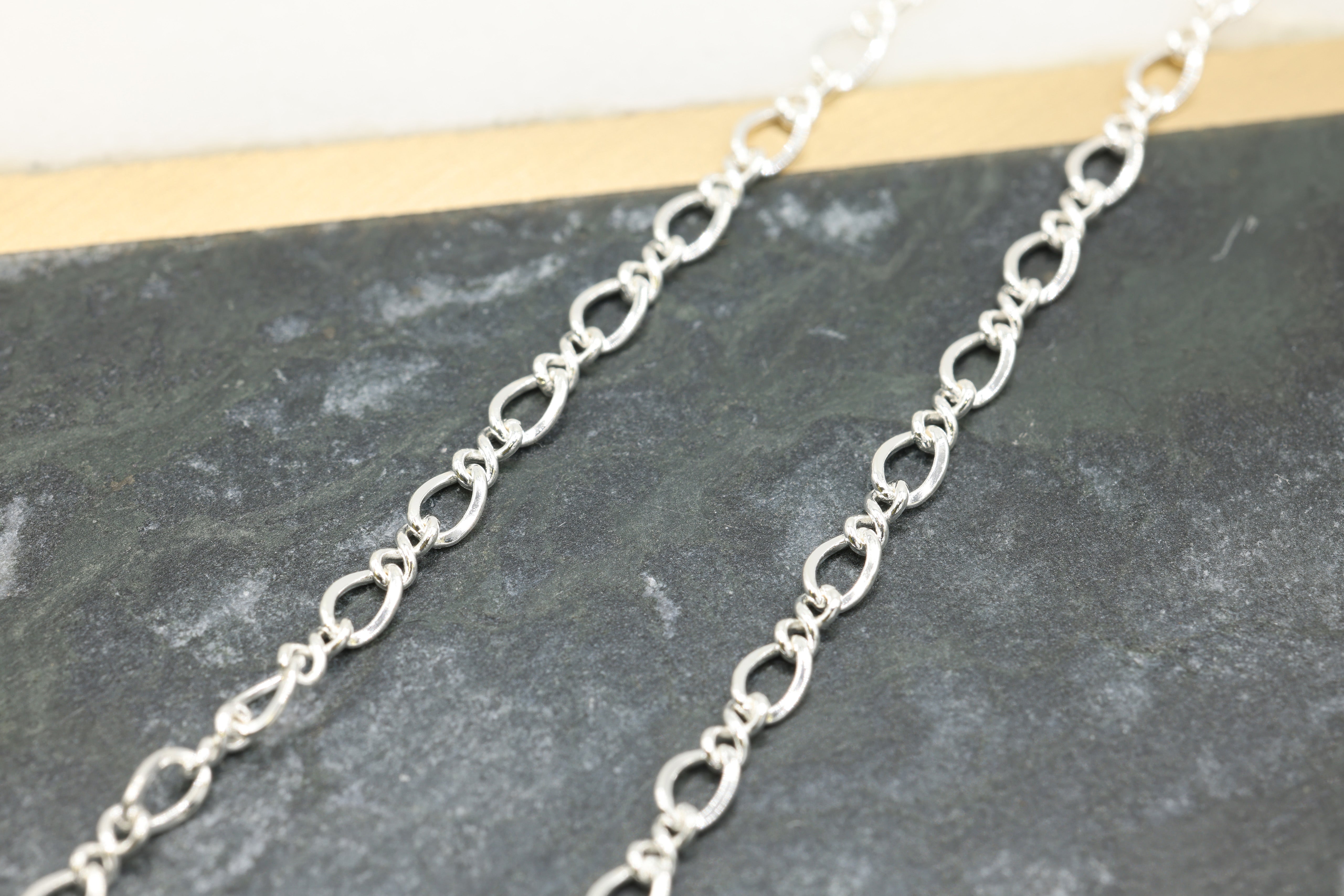 2.4mm Figure Eight Chain, 925 Sterling Silver, Wholesale, Pay Per Foot, Jewelry Making Chain