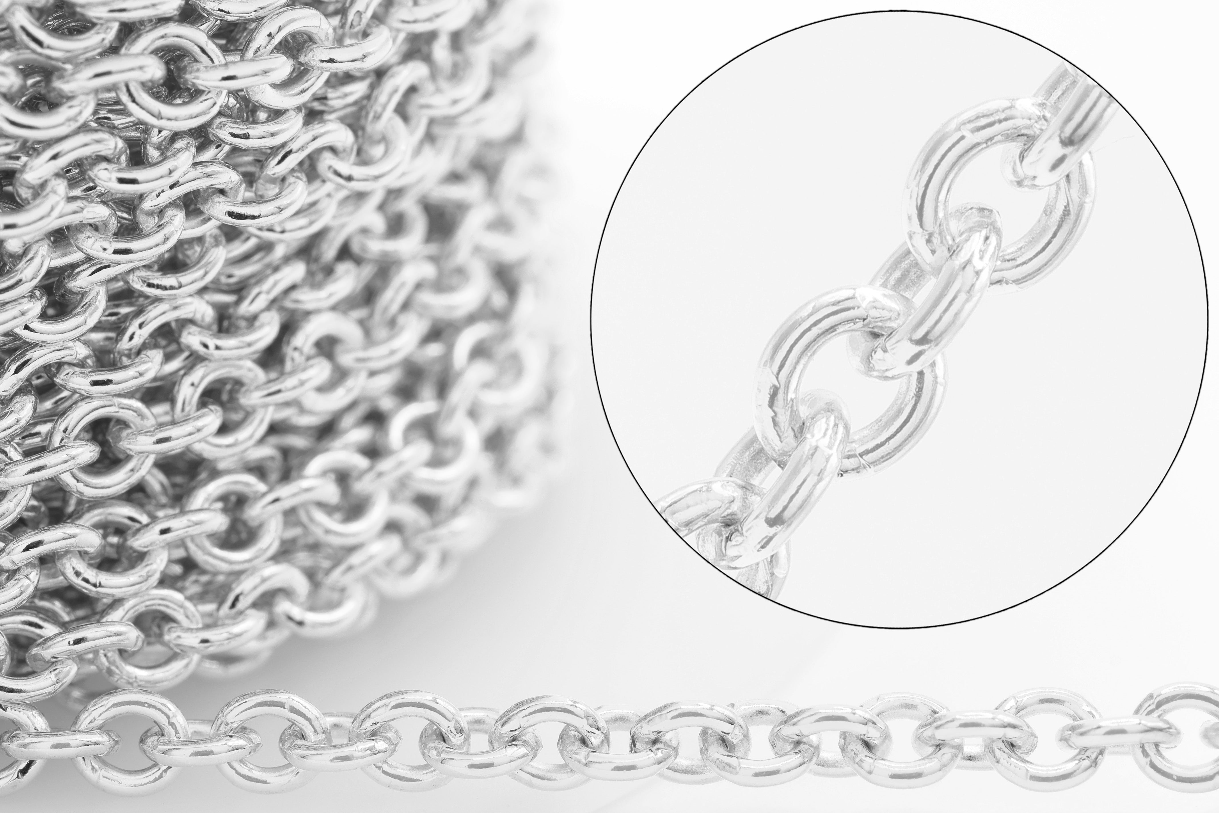 3.5mm Cable Chain, 925 Sterling Silver, Wholesale, Pay Per Foot, Jewelry Making Chain