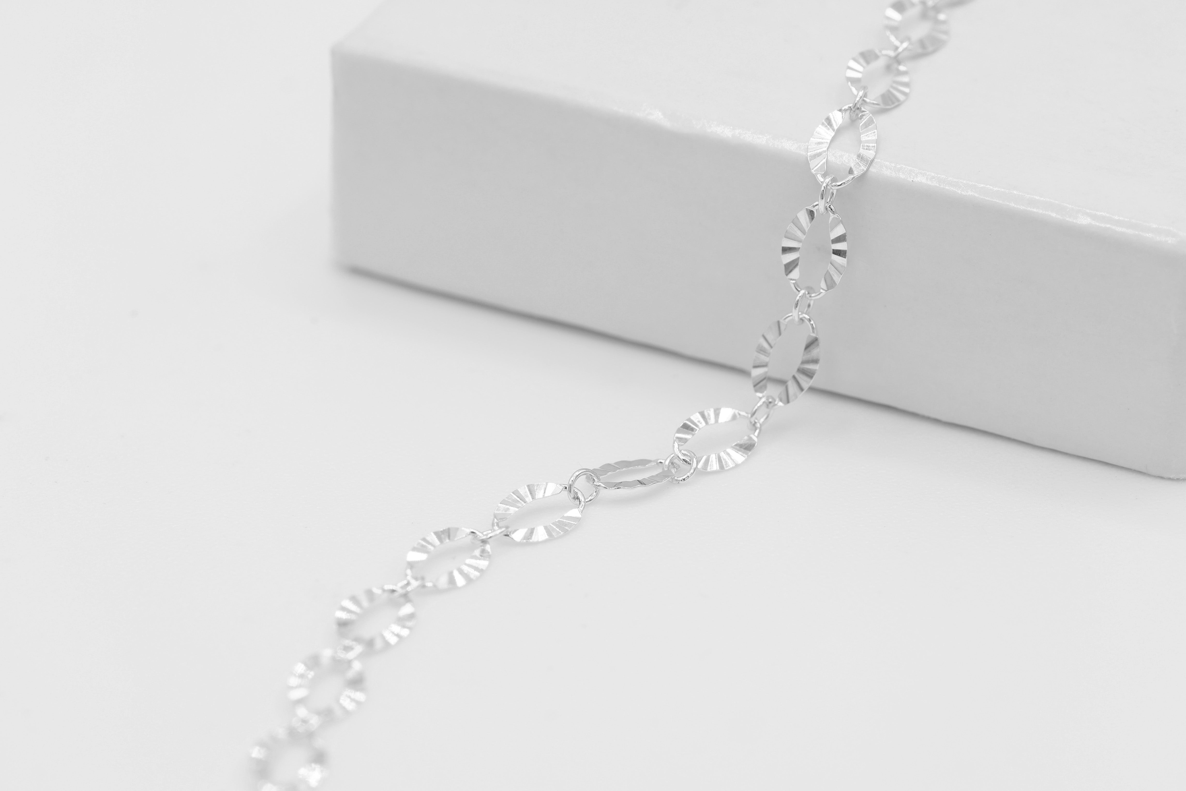 3.5mm x 5.5mm Starburst Cable Chain, 925 Sterling Silver, Wholesale, Pay Per Foot, Jewelry Making Chain