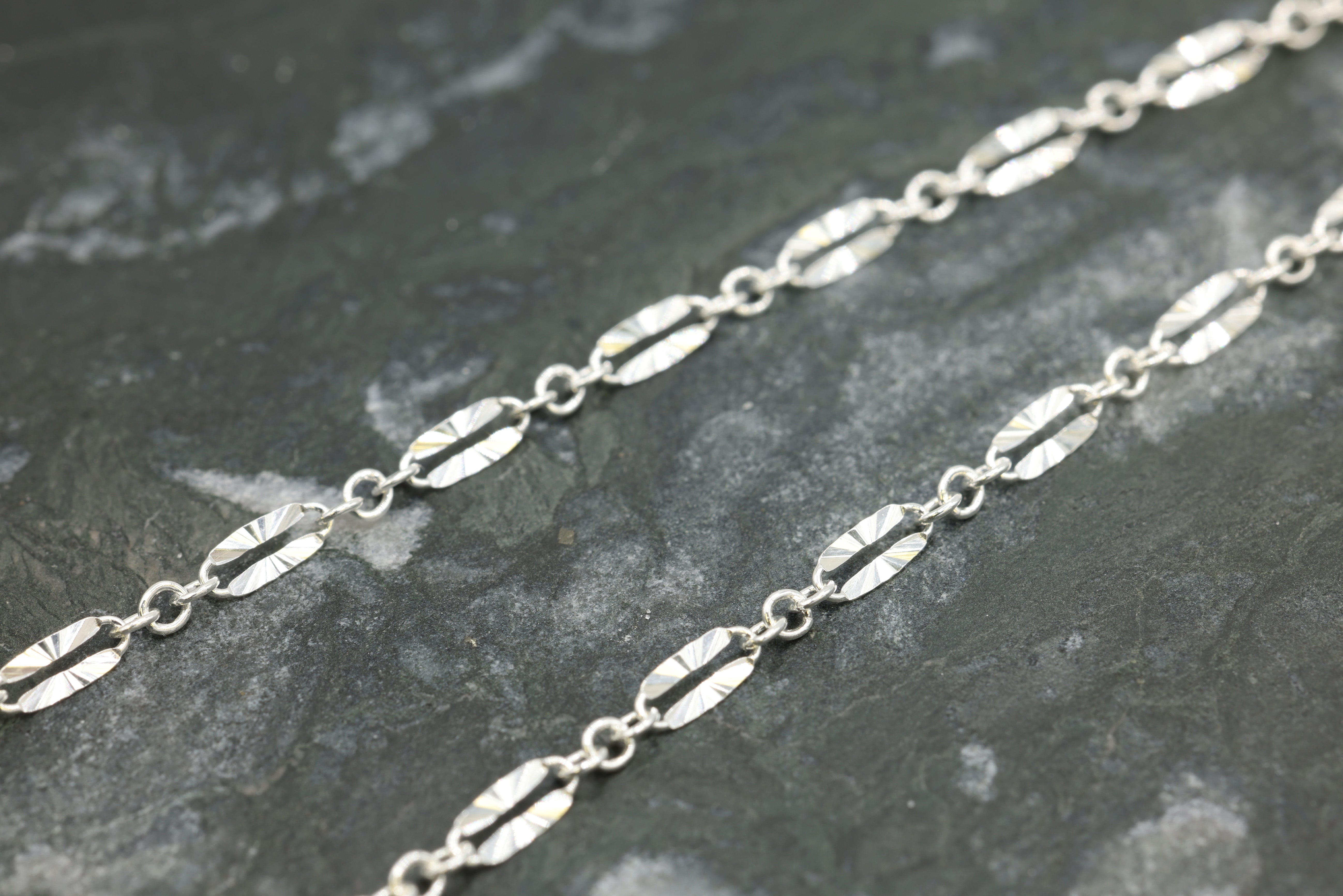 2.5mm x 5.5mm Starburst Cable Chain, 925 Sterling Silver, Wholesale, Pay Per Foot, Jewelry Making Chain