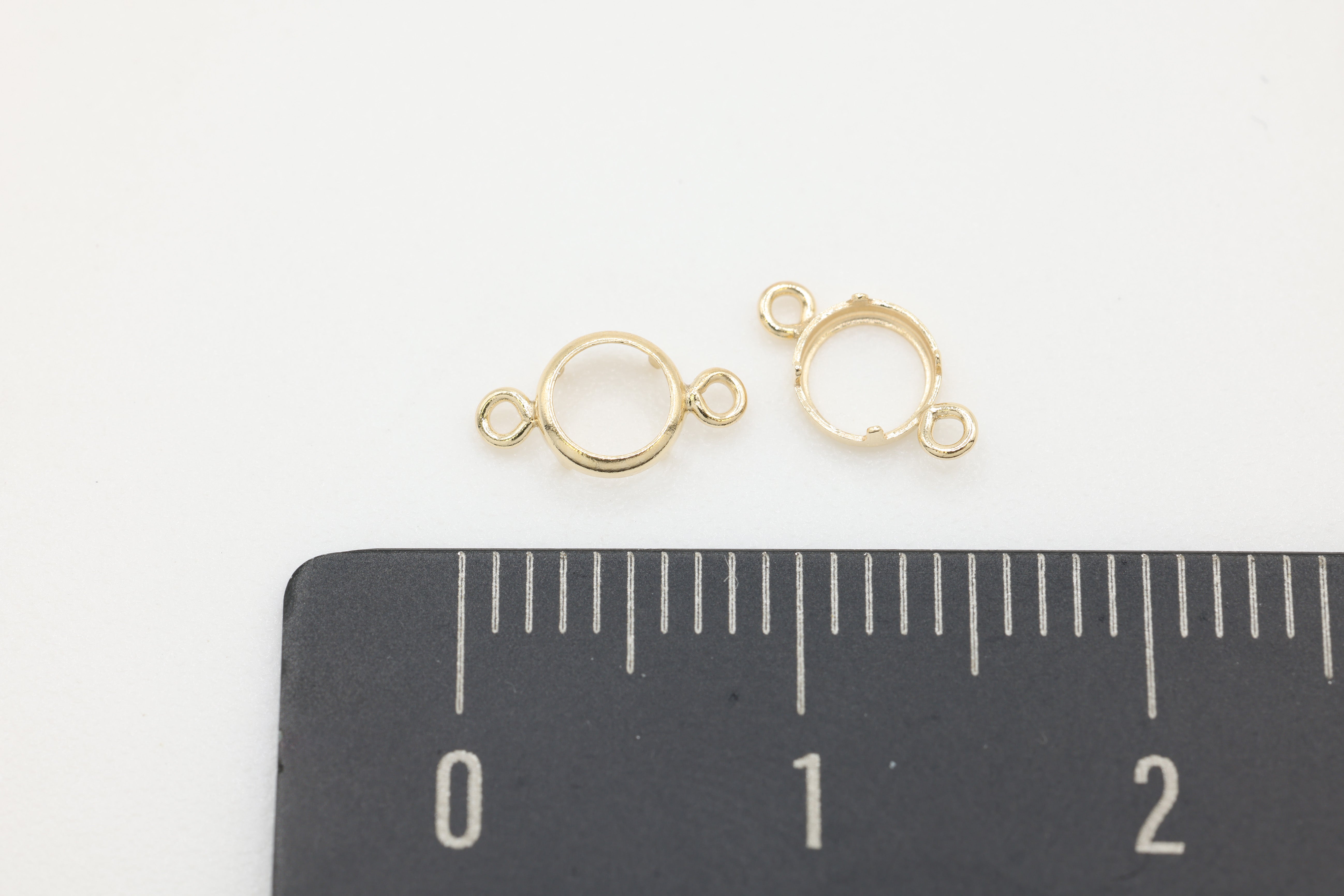 Round Connector Bezel Self Set Bracket Charm, 14/20 Gold-Filled, 4mm, Wholesale, Jewelry Making Charm