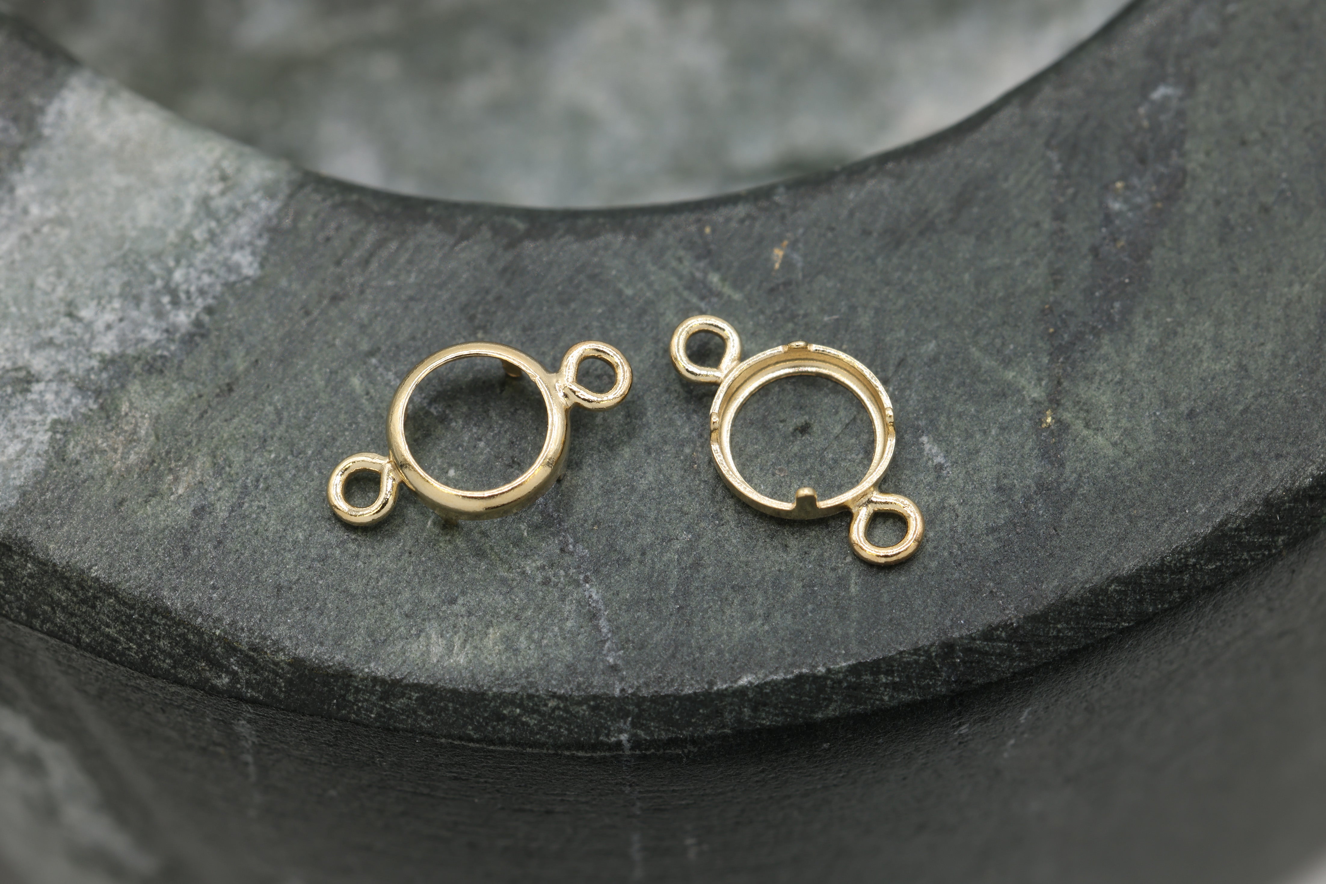 Round Connector Bezel Self Set Bracket Charm, 14/20 Gold-Filled, 4mm, Wholesale, Jewelry Making Charm