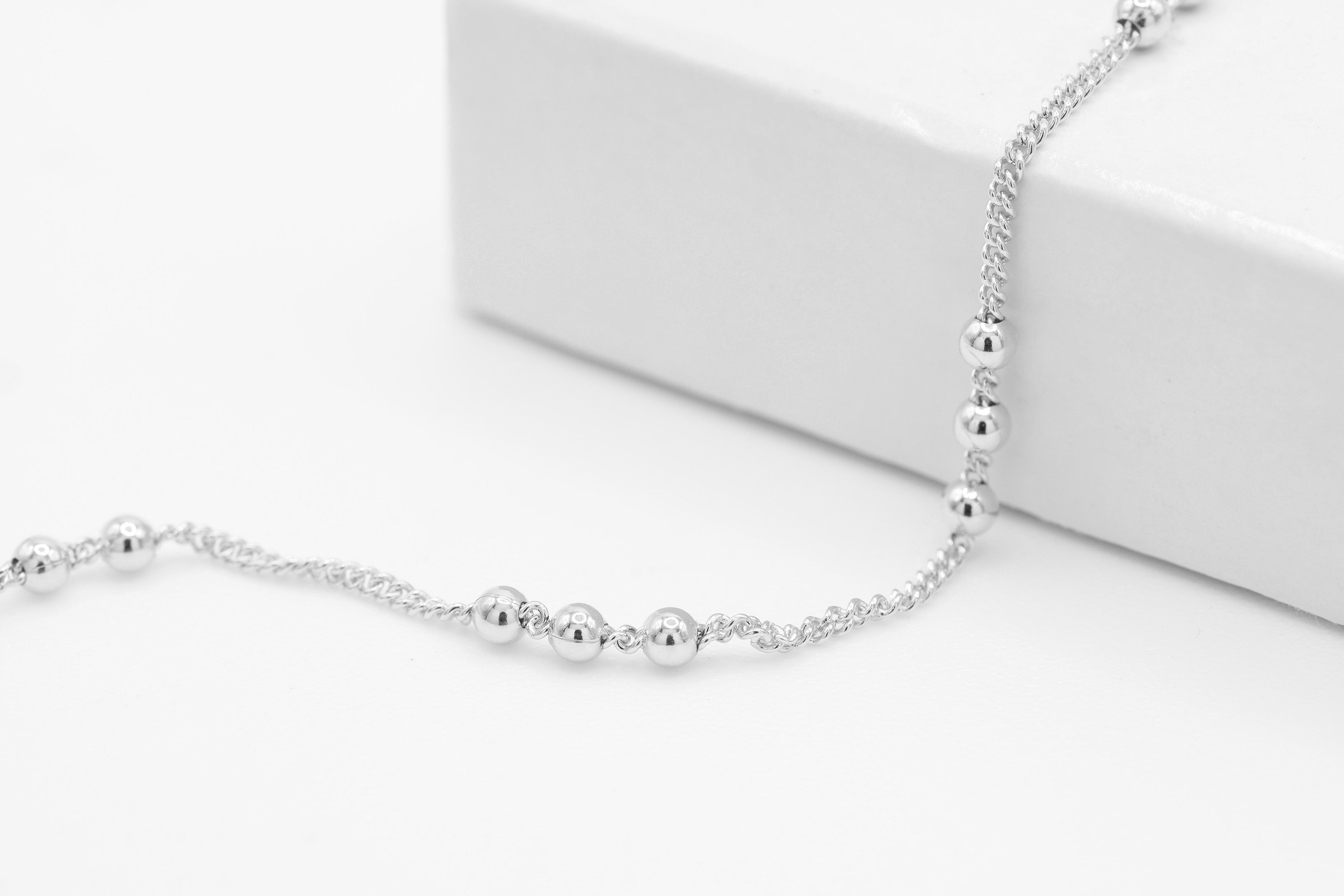 Three Bead Satellite Chain, 925 Sterling Silver, Wholesale, Pay Per Foot, Jewelry Making Chain