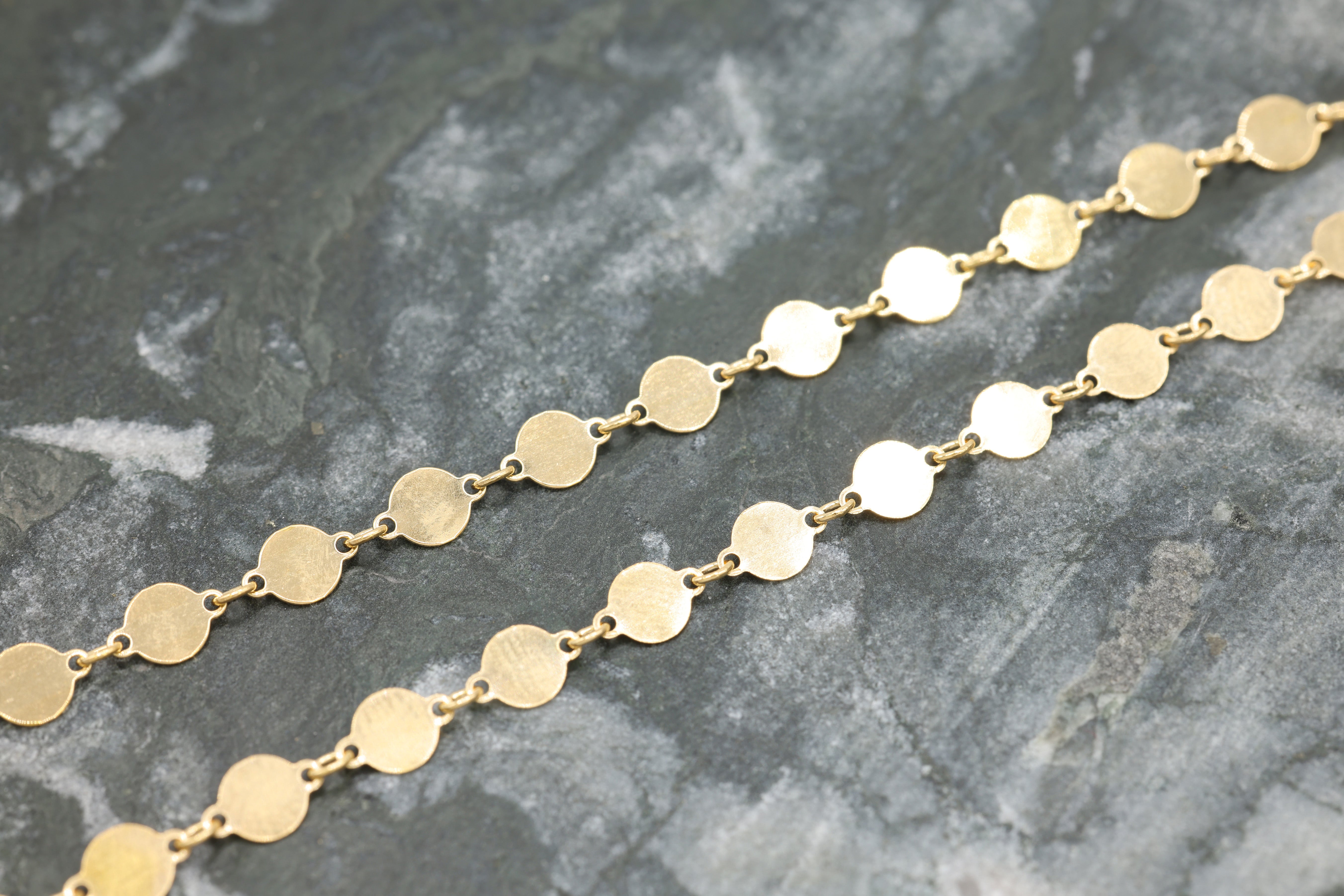4mm Sequin Disc Chain, 14/20 Gold-Filled, Wholesale, Pay Per Foot, Jewelry Making Chain