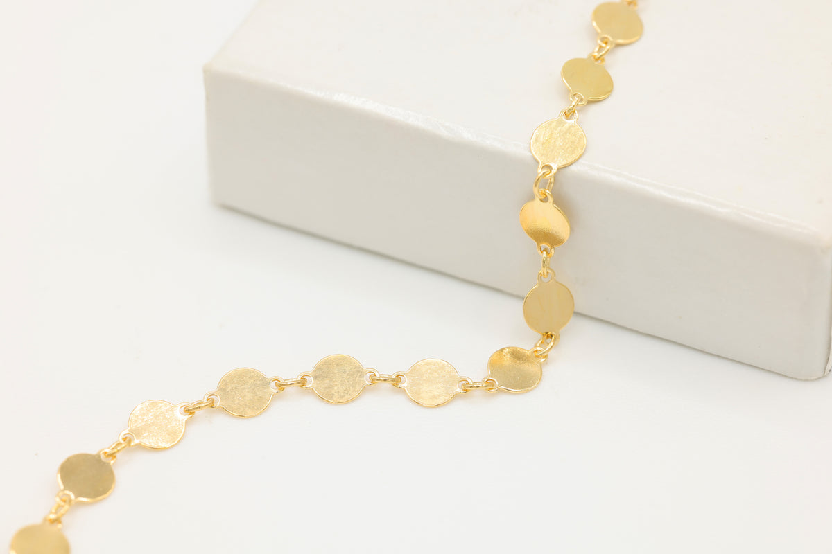 4mm Sequin Disc Chain, 14/20 Gold-Filled, Wholesale, Pay Per Foot, Jewelry Making Chain