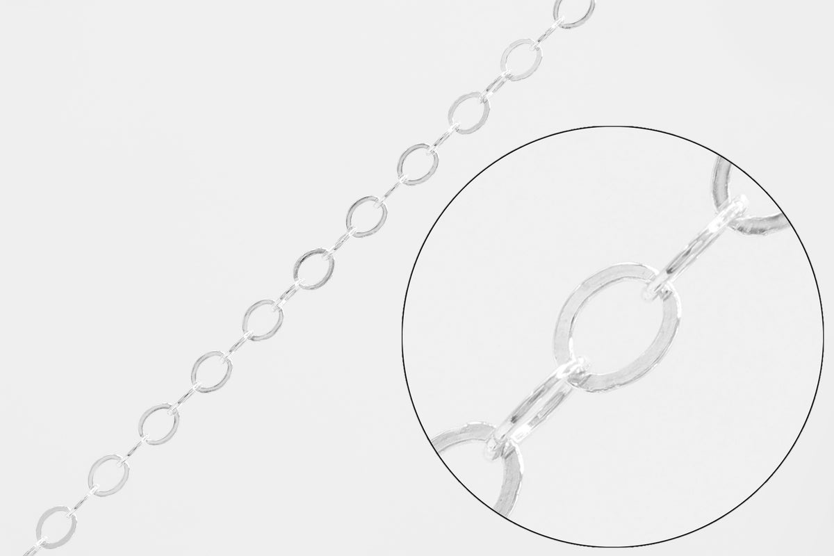 1.5 Flat Cable Chain, Argentium, Wholesale, Pay Per Foot, Permanent Jewelry Making Chain