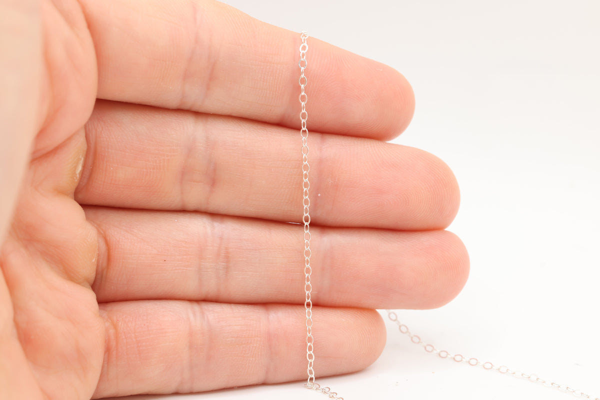 1.5 Flat Cable Chain, Argentium, Wholesale, Pay Per Foot, Permanent Jewelry Making Chain
