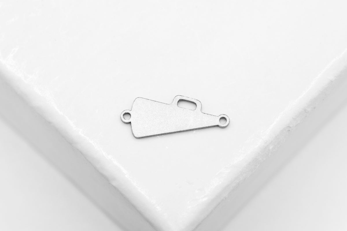 Megaphone Connector Charm, 925 Sterling Silver, 10mm x 5mm, Wholesale, Cheer Cheerleader, Jewelry Making Charm