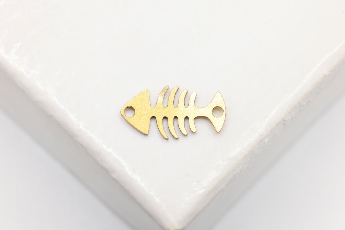 Fish Skeleton Connector Charm, 14/20 Gold-Filled, 10mm x 5mm, Wholesale, Jewelry Making Charm