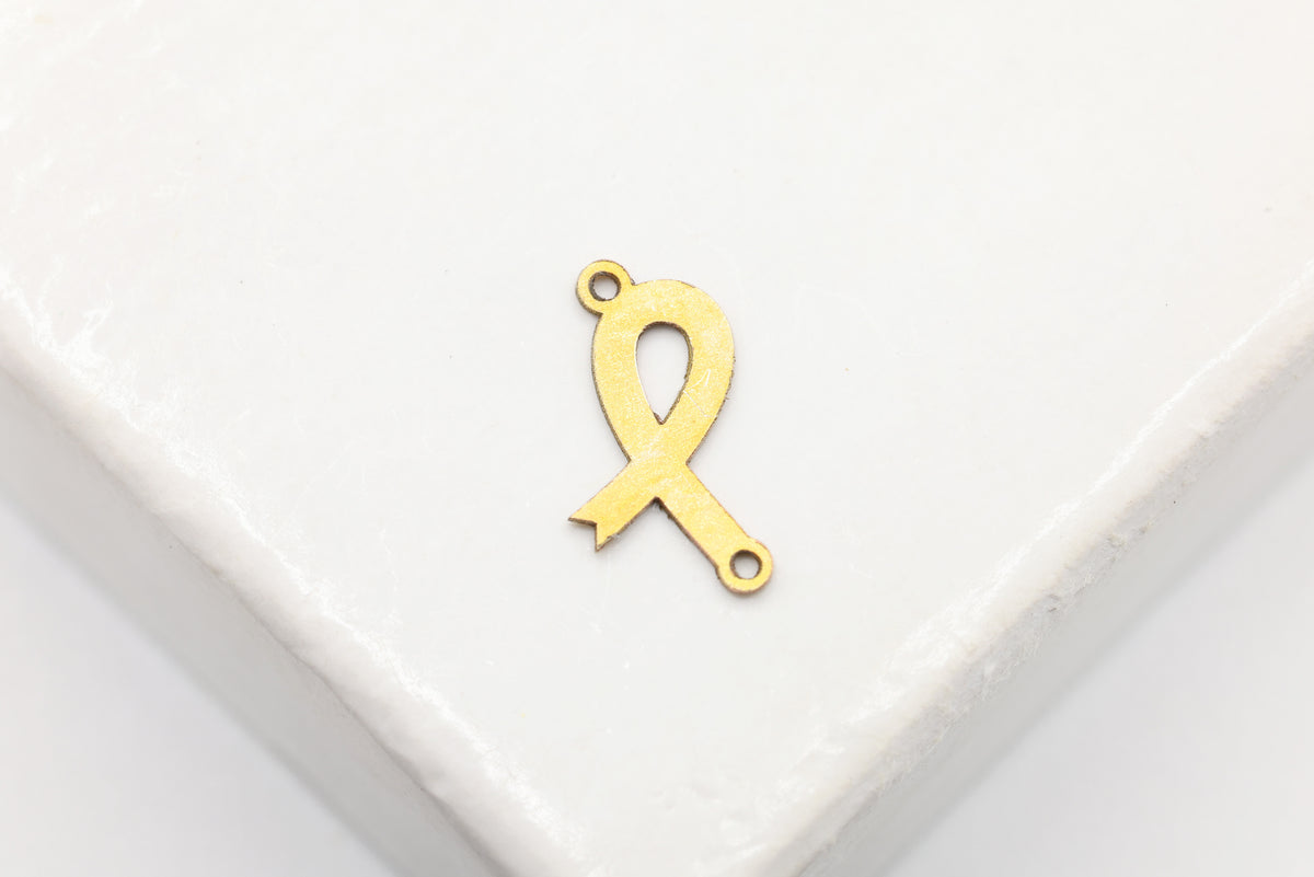 Ribbon Connector Charm, 14/20 Gold-Filled, 10mm x 5mm, Wholesale, Cancer Awareness Fundraising, Jewelry Making Charm