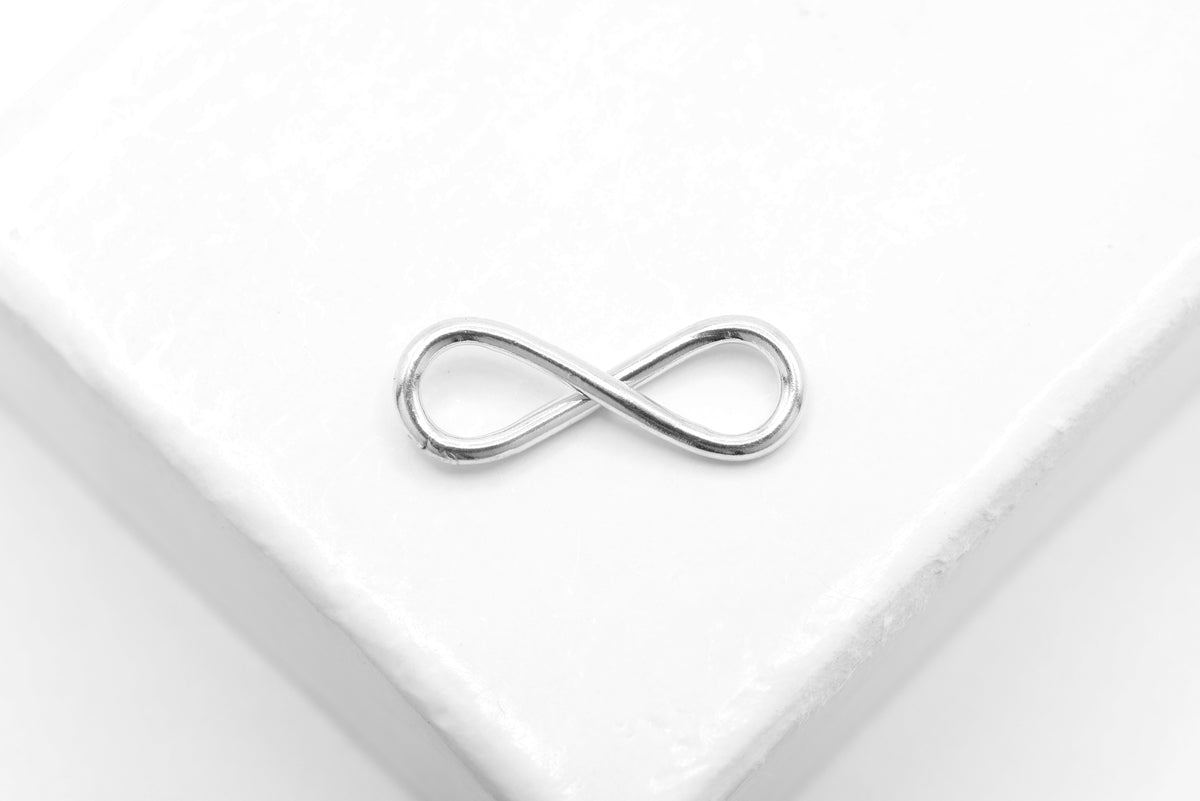 Infinity Connector Charm, 925 Sterling Silver, 13mm x 5mm, Wholesale, Jewelry Making Charm