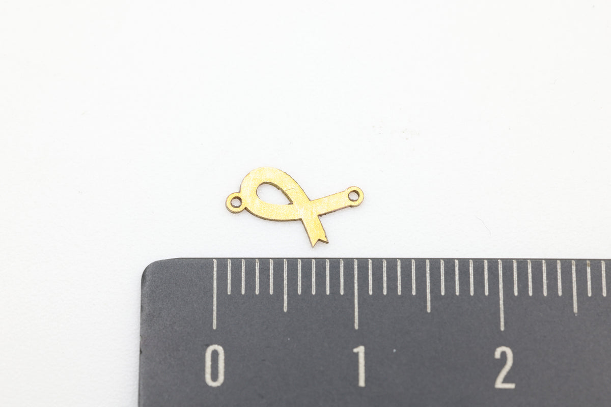 Ribbon Connector Charm, 14/20 Gold-Filled, 10mm x 5mm, Wholesale, Cancer Awareness Fundraising, Jewelry Making Charm
