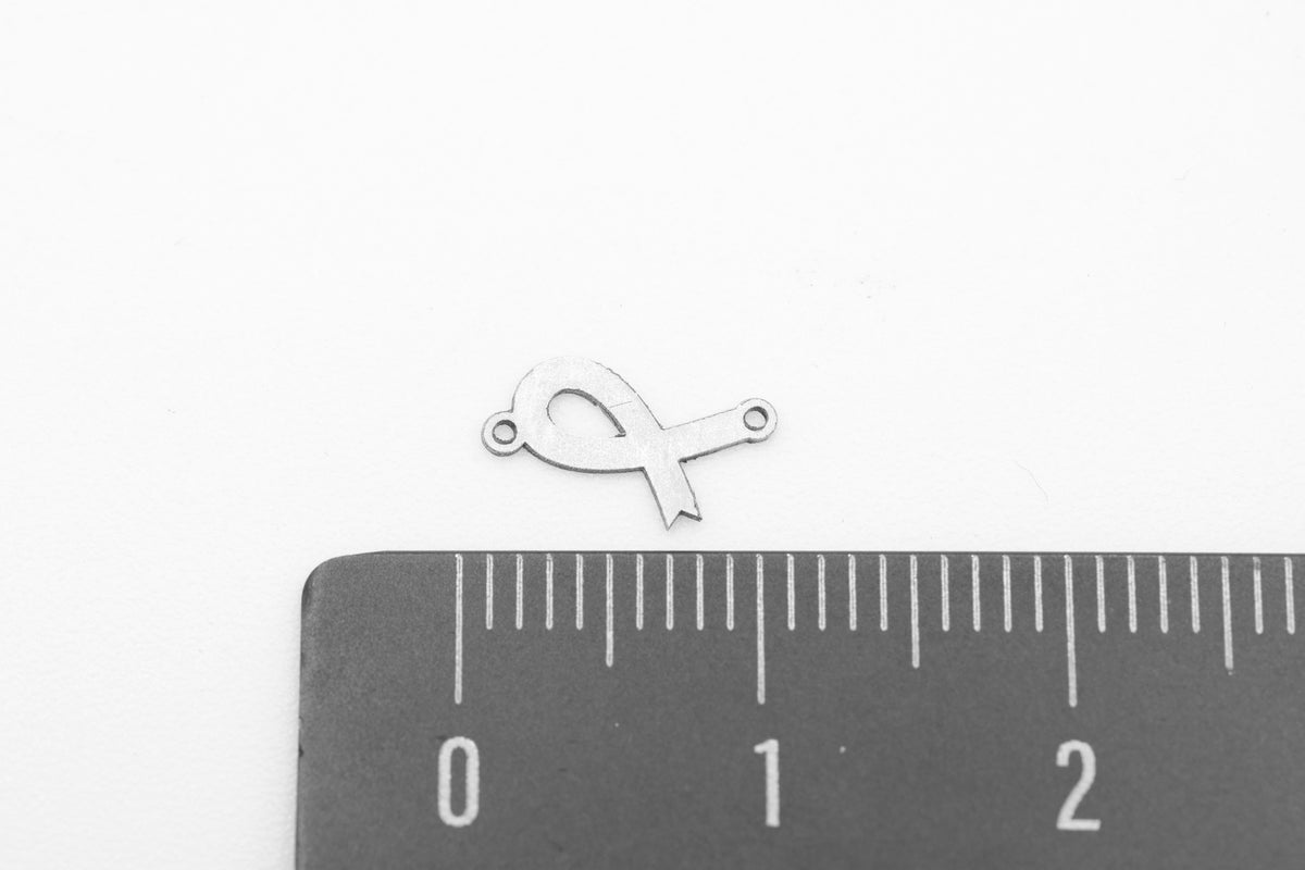Ribbon Connector Charm, 925 Sterling Silver, 10mm x 5mm, Wholesale, Cancer Awareness Fundraising, Jewelry Making Charm