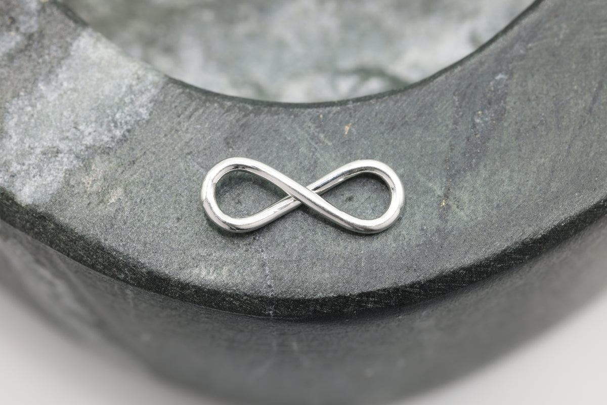 Infinity Connector Charm, 925 Sterling Silver, 13mm x 5mm, Wholesale, Jewelry Making Charm