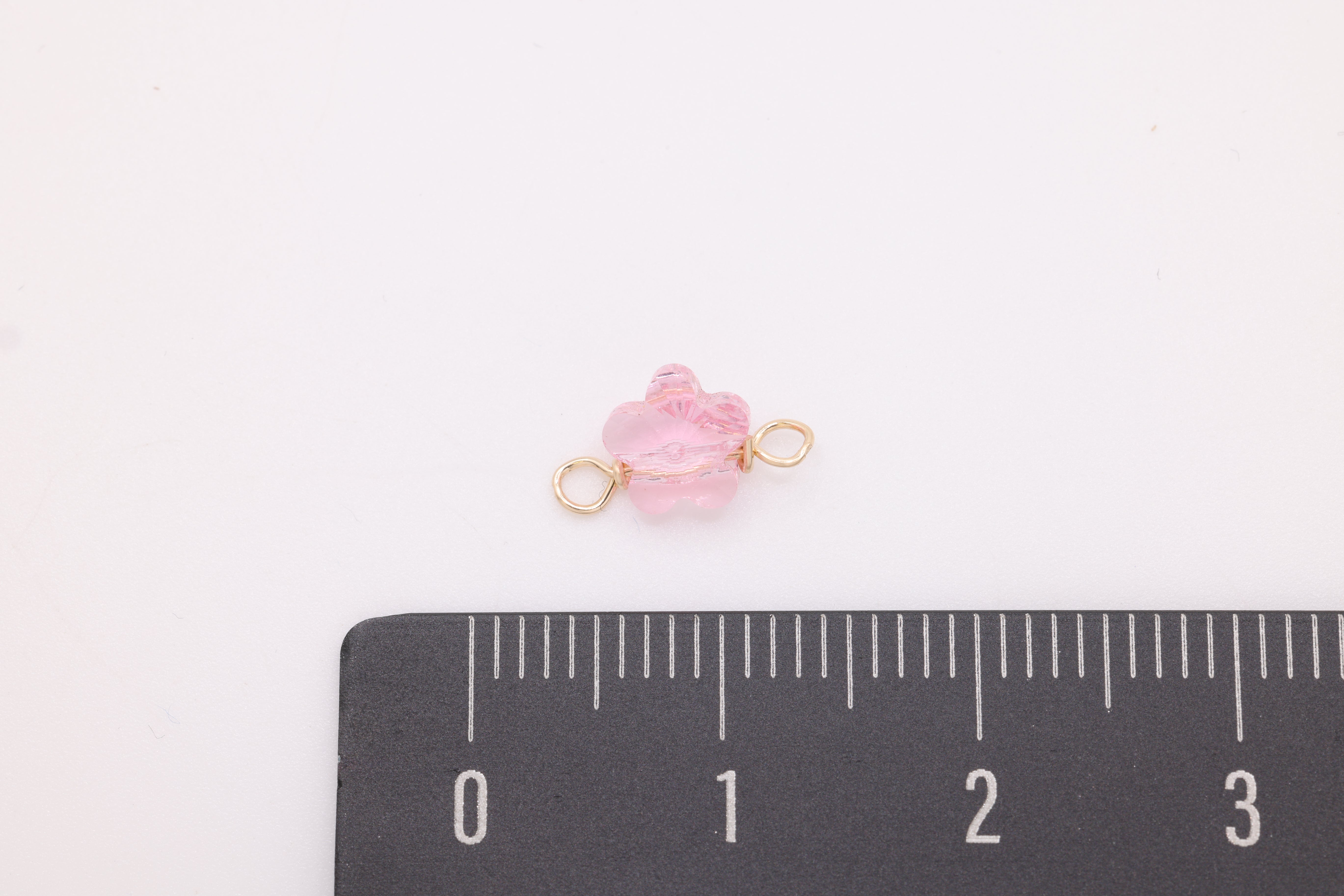 Flower Pink Swarovski Crystal Connector Charm, Wholesale, 14/20 Gold-Filled, 7mm, Jewelry Making Charm