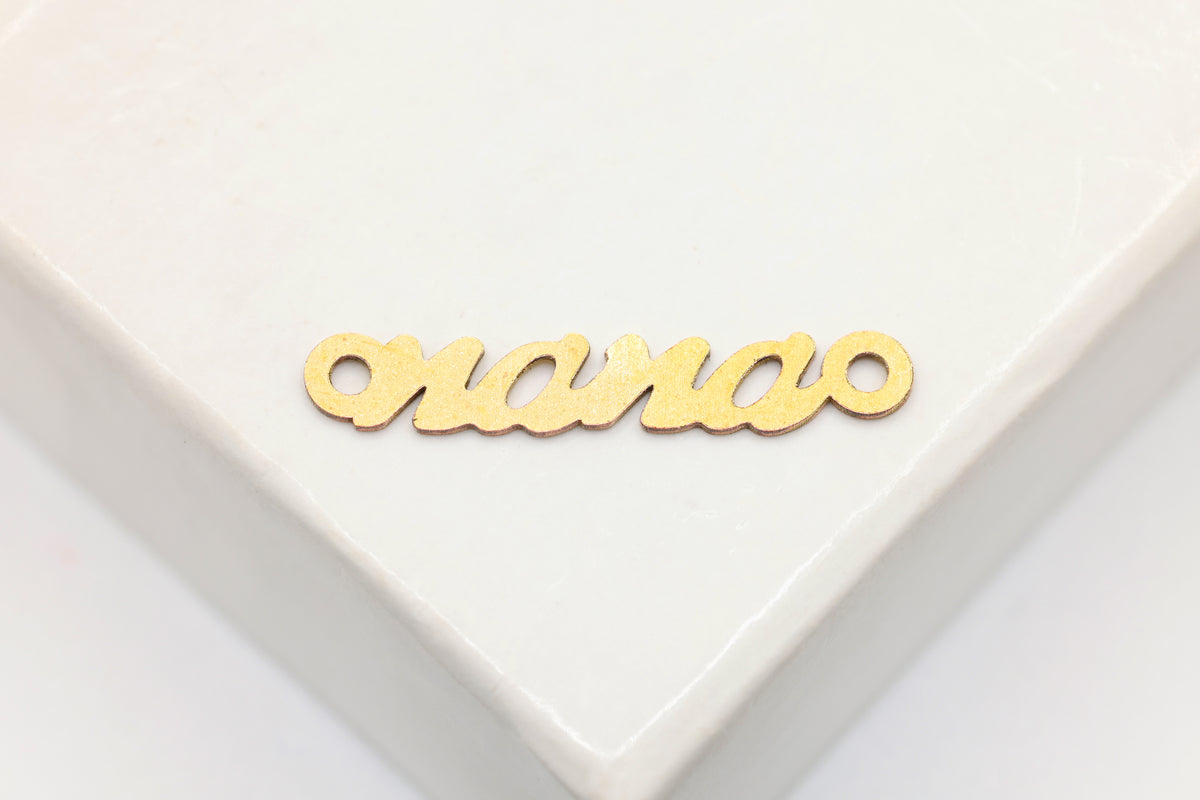 "Nana" Connector Charm, 14/20 Gold-Filled, 15mm x 4mm, Wholesale, Cursive Nana Grandmother Letters, Jewelry Making Charm