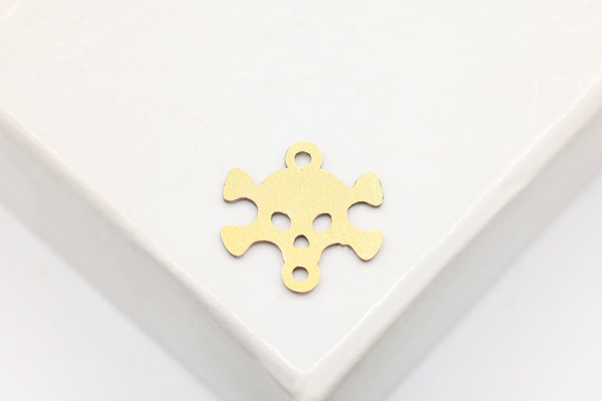 Skull and Bones Connector Charm, 14/20 Gold-Filled, 10mm x 10mm, Wholesale, Spooky Halloween Pirate Charm, Jewelry Making Charm