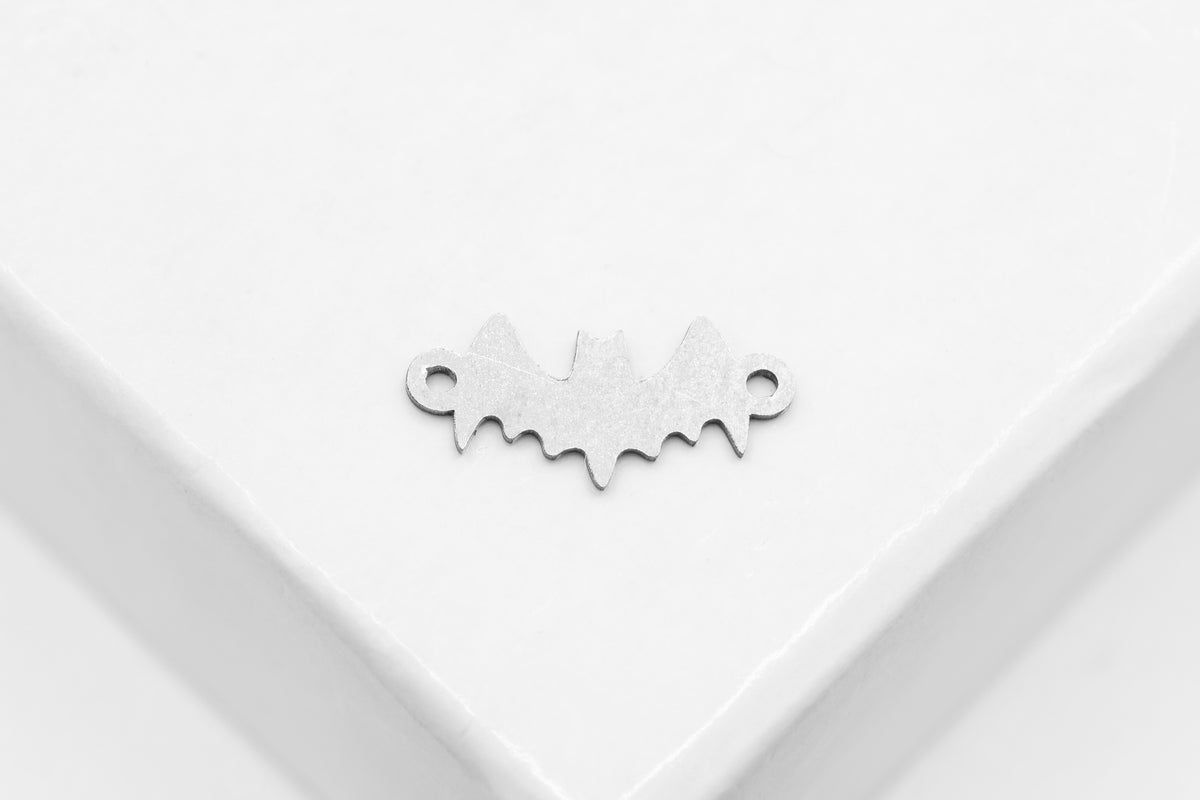 Bat Connector Charm, 925 Sterling Silver, 10mm x 5mm, Wholesale, Spooky Halloween Charm, Jewelry Making Charm