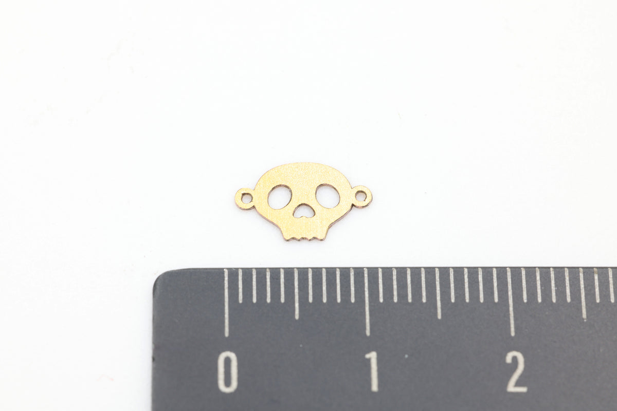 Skull Connector Charm, 14/20 Gold-Filled, 10mm x 7mm, Wholesale, Spooky Halloween Charm, Jewelry Making Charm