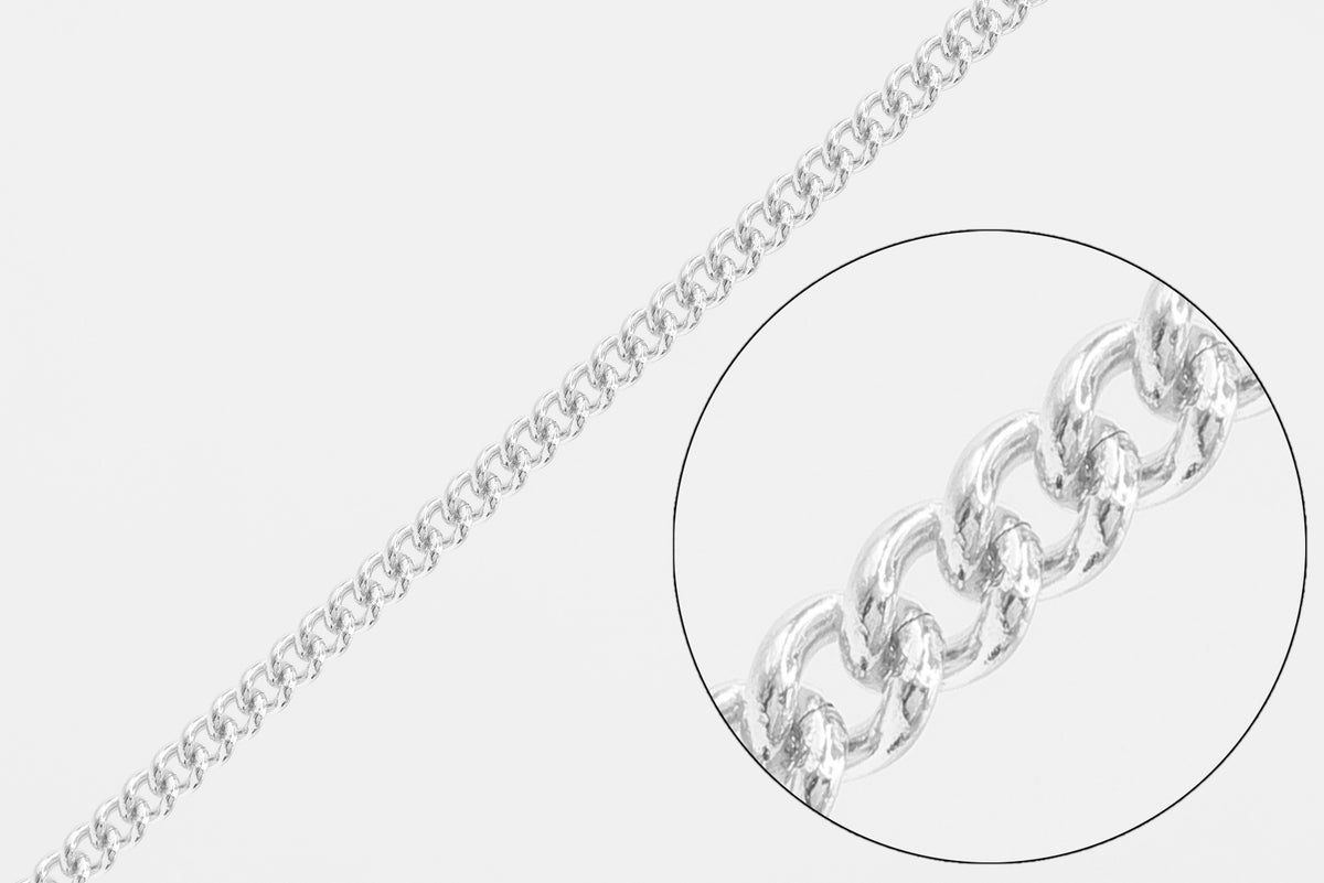 1.9mm Curb Chain, 925 Sterling Silver, Wholesale, Pay Per Foot, Jewelry Making Chain