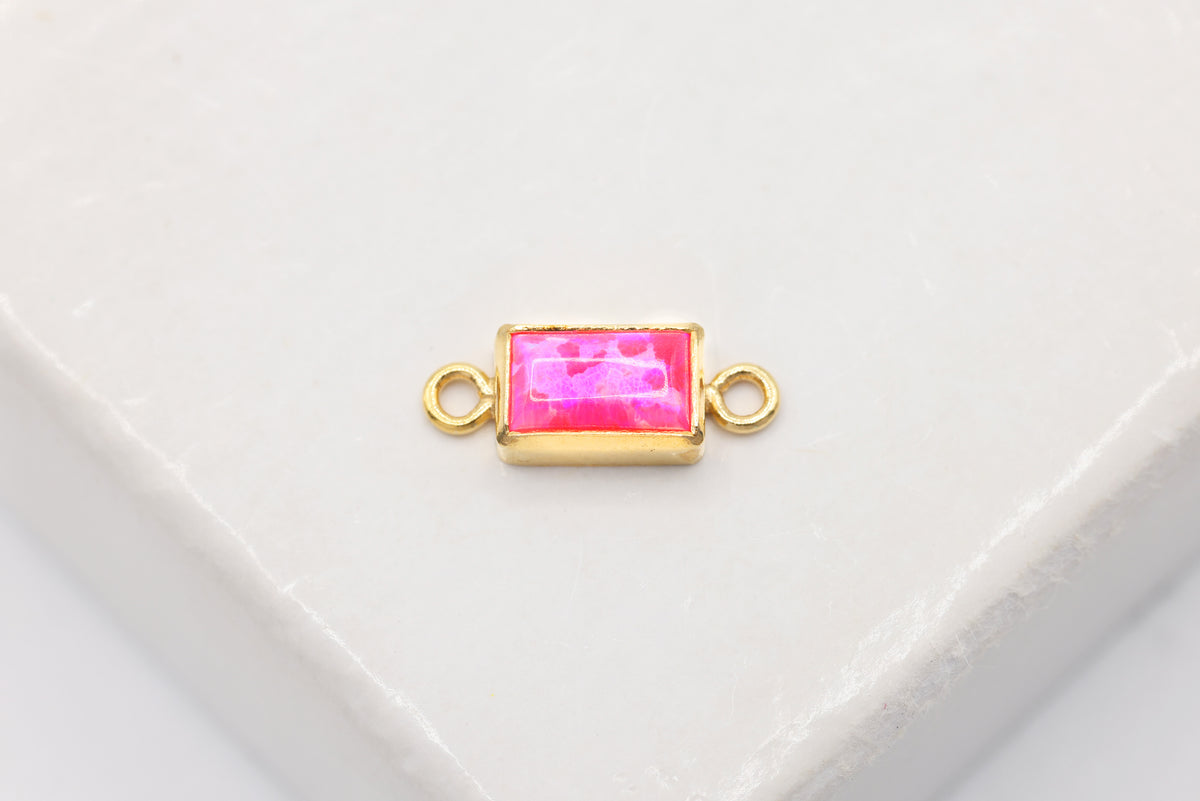 Pink Bello Opal Rectangle Charm, 14/20 Gold-Filled, 5mm x 3mm, Jewelry Making Charm