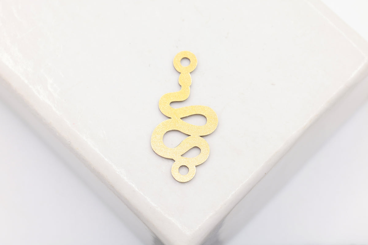 Snake Connector Charm, 14/20 Gold-Filled, 15mm x 7mm, Wholesale, Coiled Serpent Snake, Jewelry Making Charm