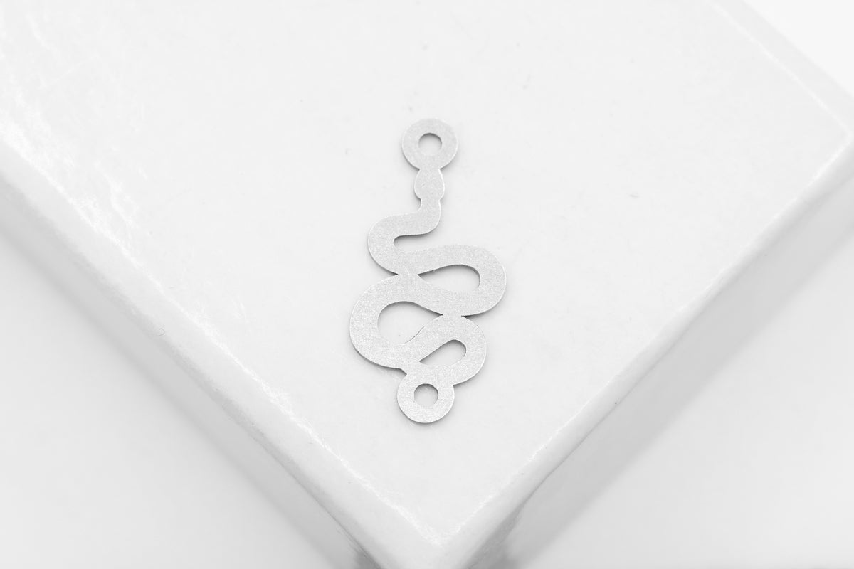 Snake Connector Charm, 925 Sterling Silver, 15mm x 7mm, Wholesale, Coiled Serpent Snake, Jewelry Making Charm