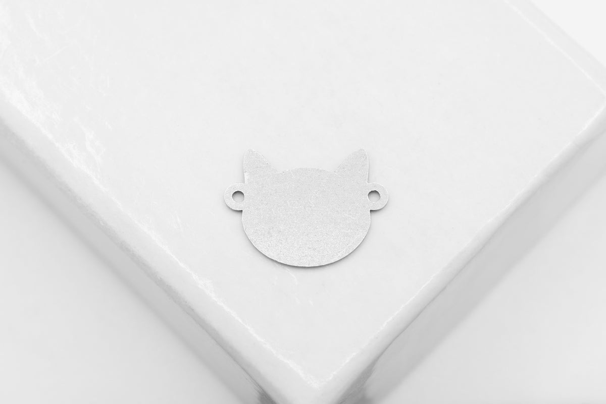 Cat Head Connector Charm, 925 Sterling Silver, 10mm x 8mm, Wholesale, Jewelry Making Charm