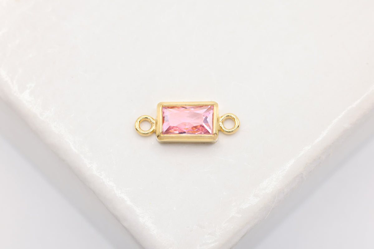 Pink Bello Opal Rectangle Charm, 14/20 Gold-Filled, 5mm x 3mm, Jewelry Making Charm