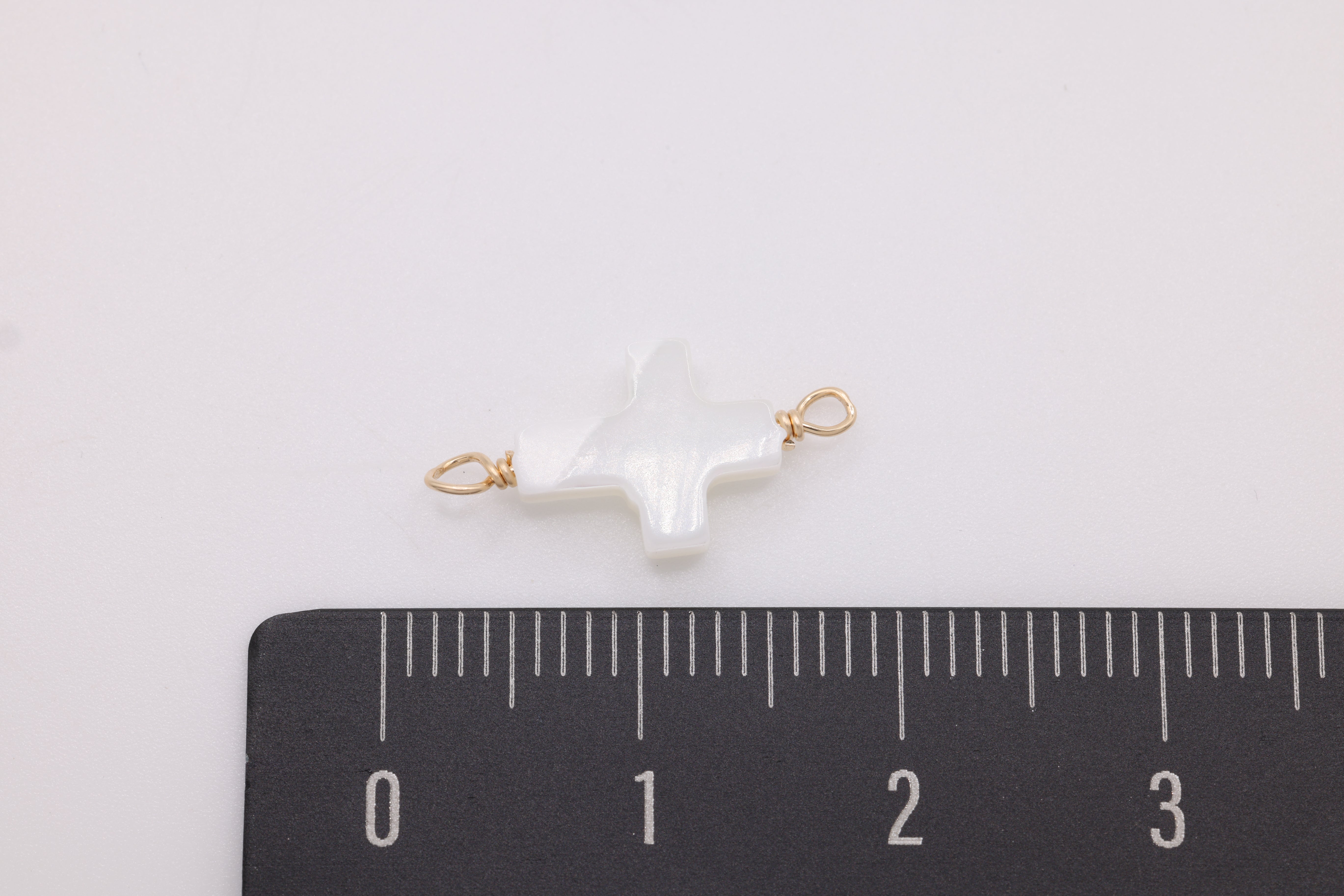 Mother of Pearl Cross Connector Charm, Wholesale, 14/20 Gold-Filled, 10mm x 7mm, Jewelry Making Charm