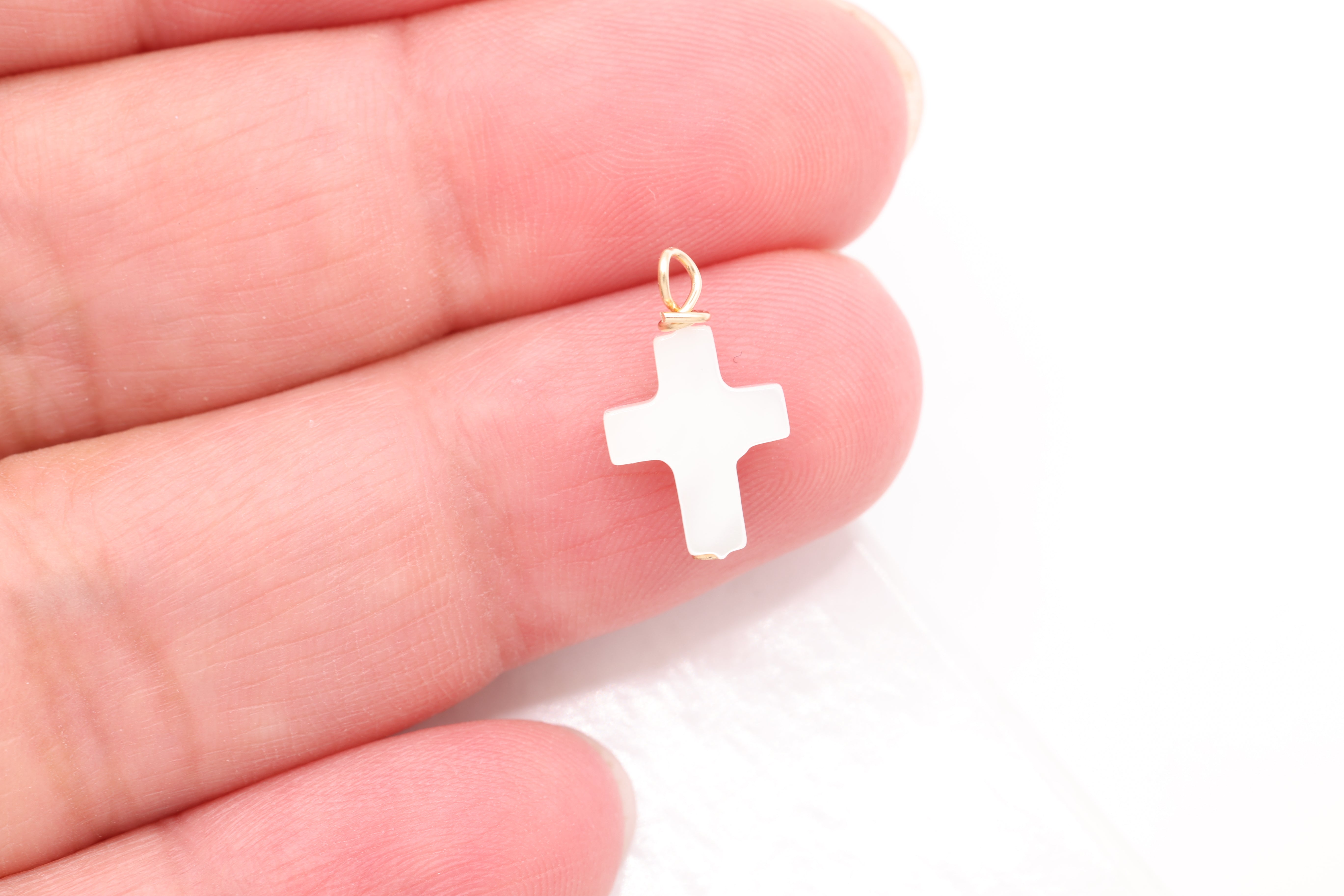 Mother of Pearl Cross Drop Charm, Wholesale, 14/20 Gold-Filled, 10mm x 7mm, Jewelry Making Charm