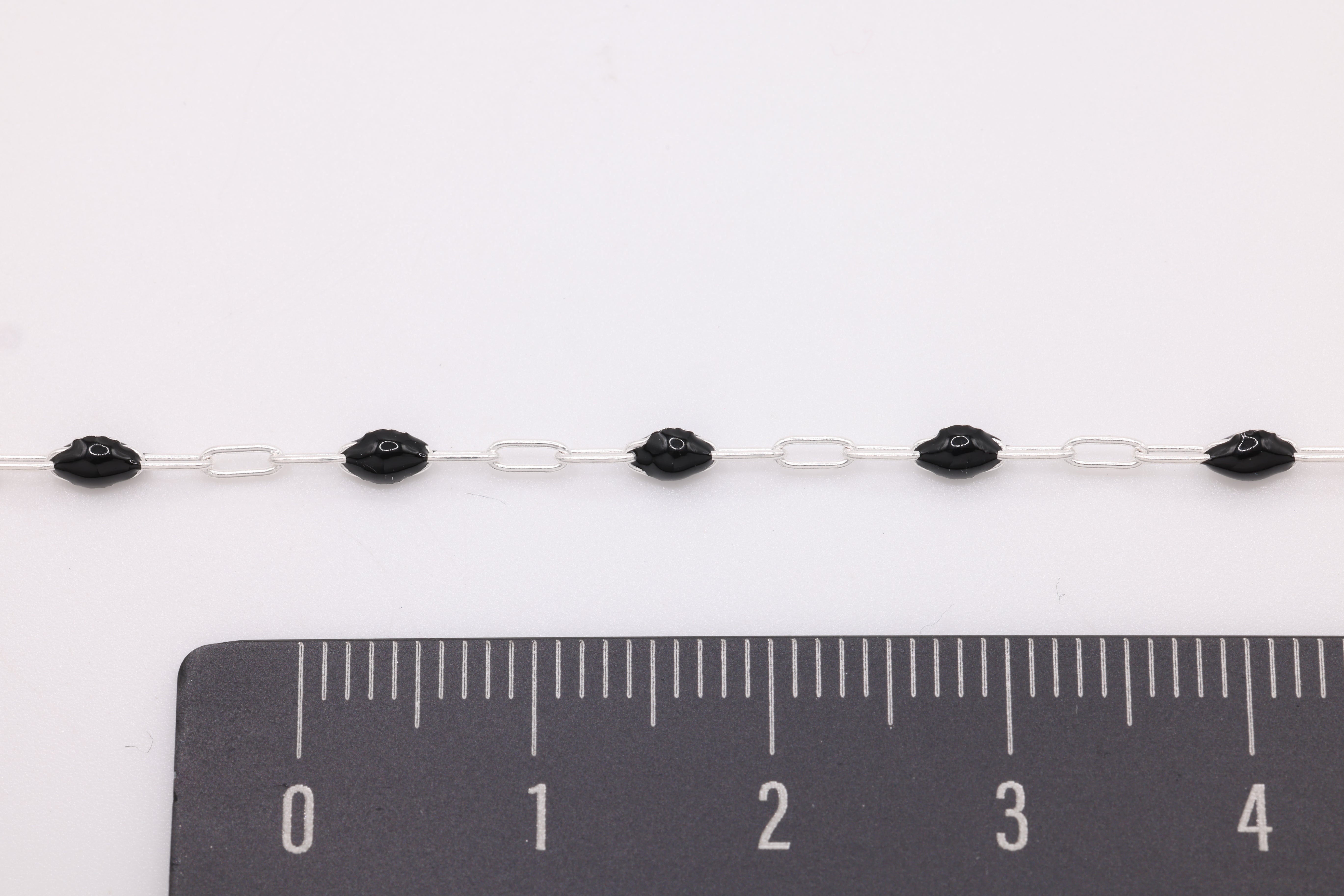 2mm x 2.5mm Paperclip Black Enamel Chain, 925 Sterling Silver, Enamel Color Unfinished Chain Permanent Jewelry
