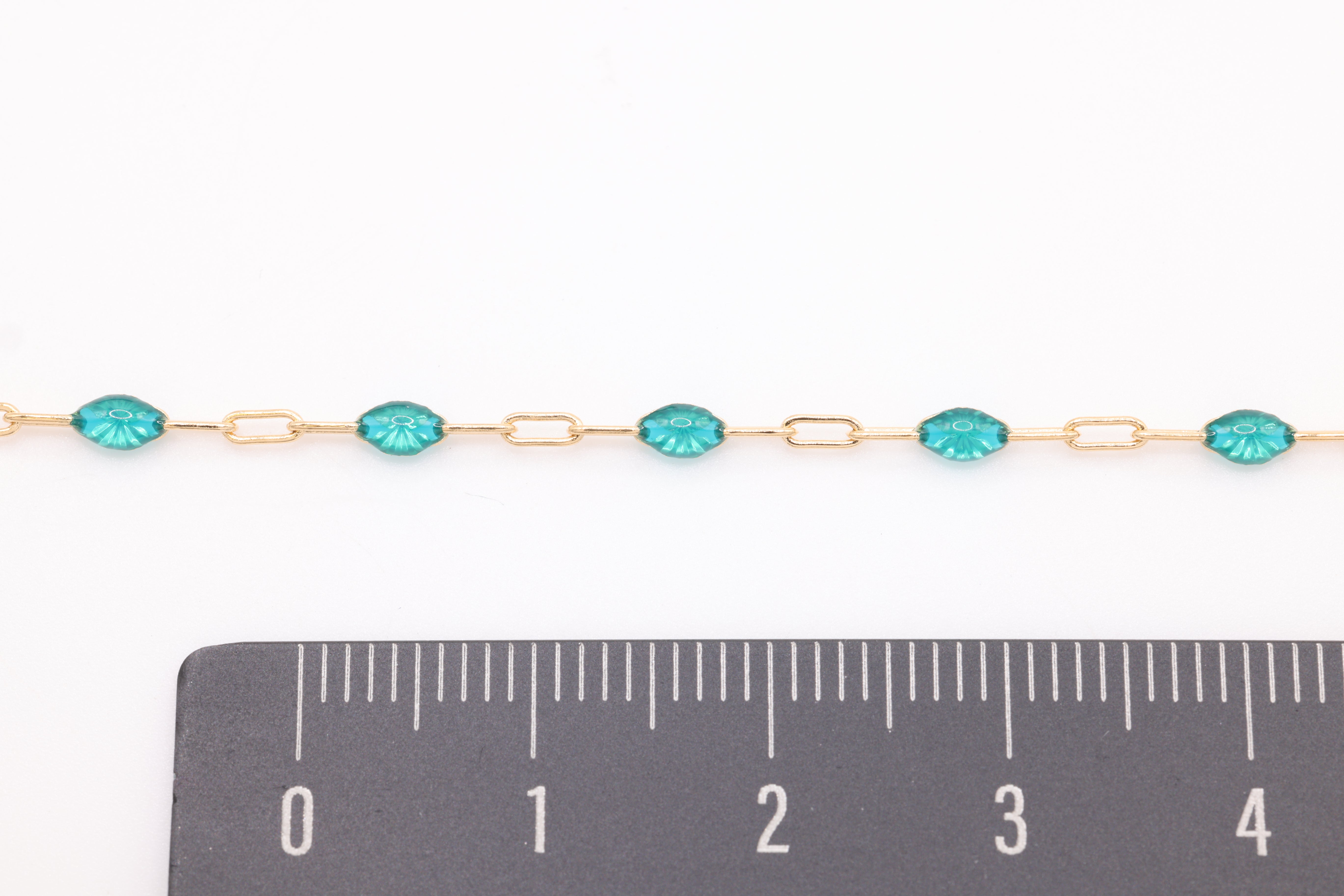 2mm x 2.5mm Paperclip Blue Enamel Chain, 14/20 Gold-Filled, Enamel Color Unfinished Chain Permanent Jewelry