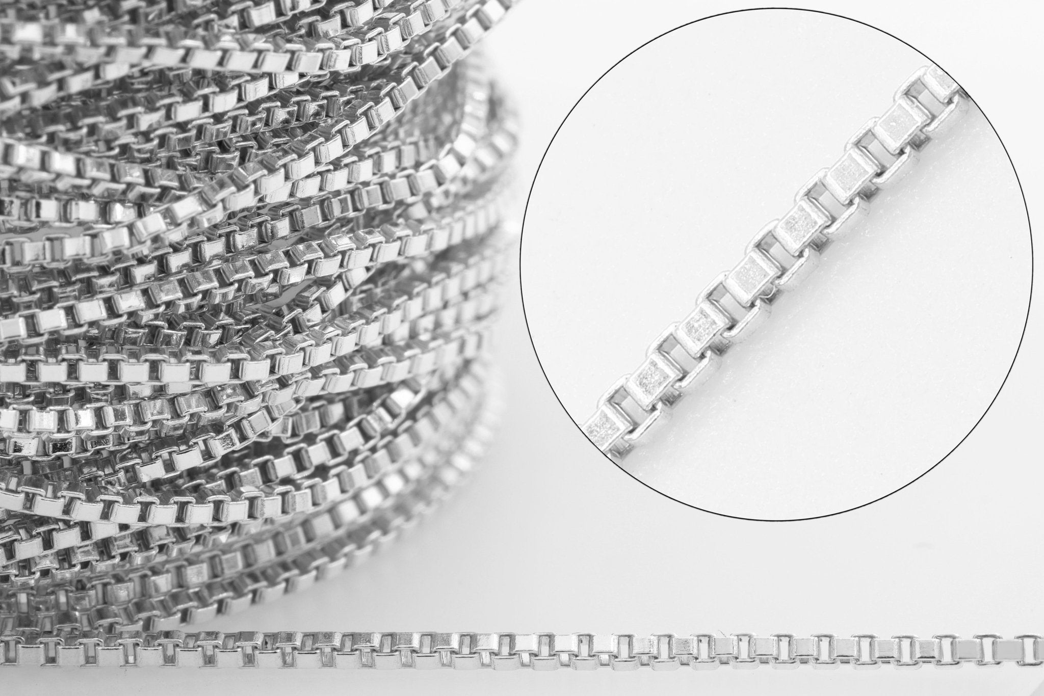 1mm Box Chain, 925 Sterling Silver, Wholesale, Pay Per Foot, Jewelry Making Chain - HarperCrown