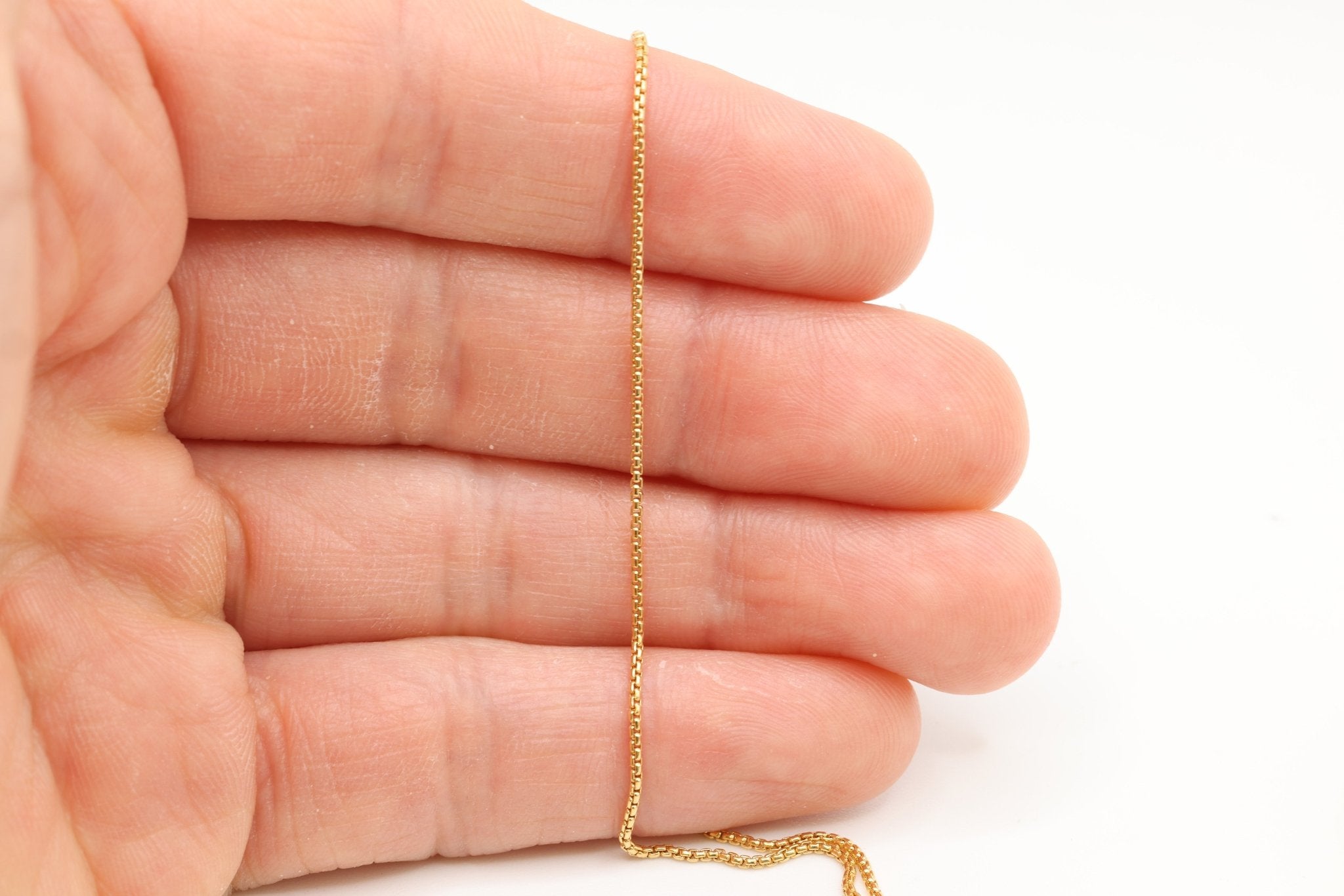 1mm Venetian Box Chain, 14/20 Gold - Filled, Wholesale, Pay Per Foot, Jewelry Making Chain - HarperCrown
