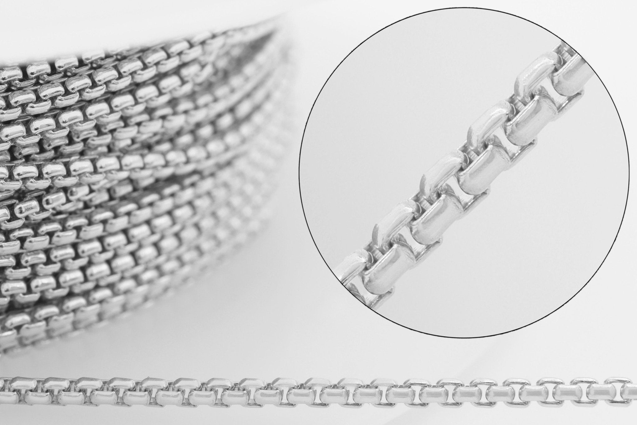 1mm Venetian Box Chain, 925 Sterling Silver, Wholesale, Pay Per Foot, Jewelry Making Chain - HarperCrown