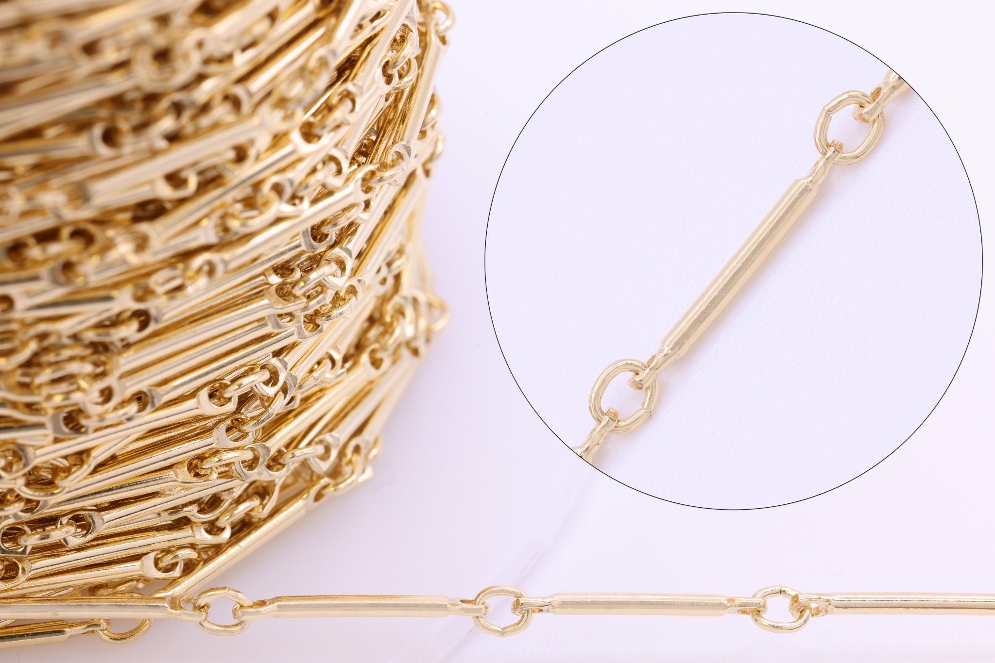 1mm x 12mm Bar Link Chain, 14/20 Gold - Filled, Wholesale, Pay Per Inch, Jewelry Making Chain - HarperCrown