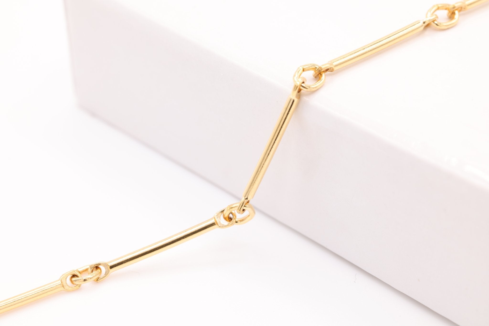 1mm x 12mm Bar Link Chain, Gold - Filled, Bulk DIY Spool Pay Per Foot Jewelry Making Chain - HarperCrown