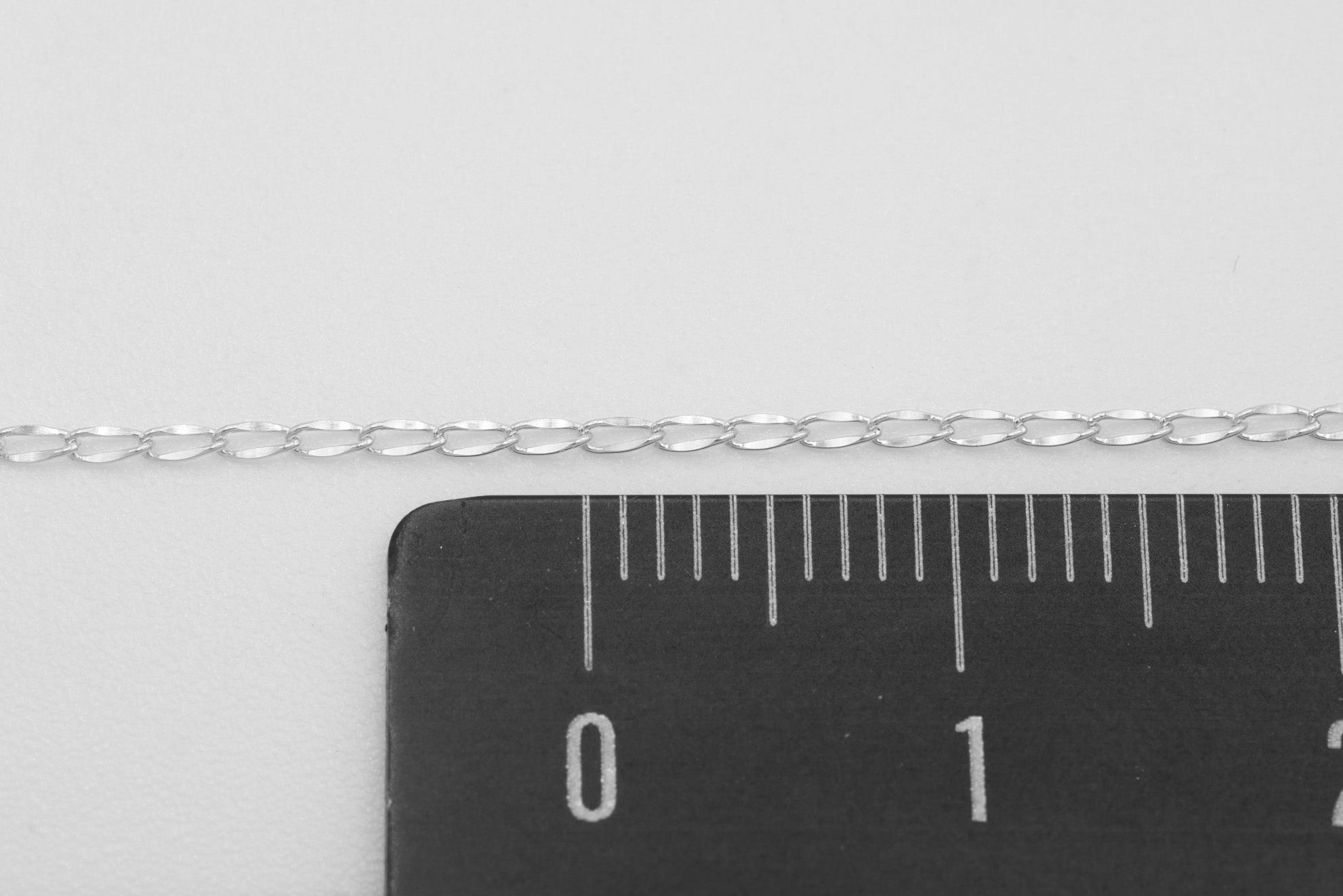 1mm x 2mm Flat Curb Chain, 925 Sterling Silver, Wholesale, Pay Per Foot, Jewelry Making Chain - HarperCrown
