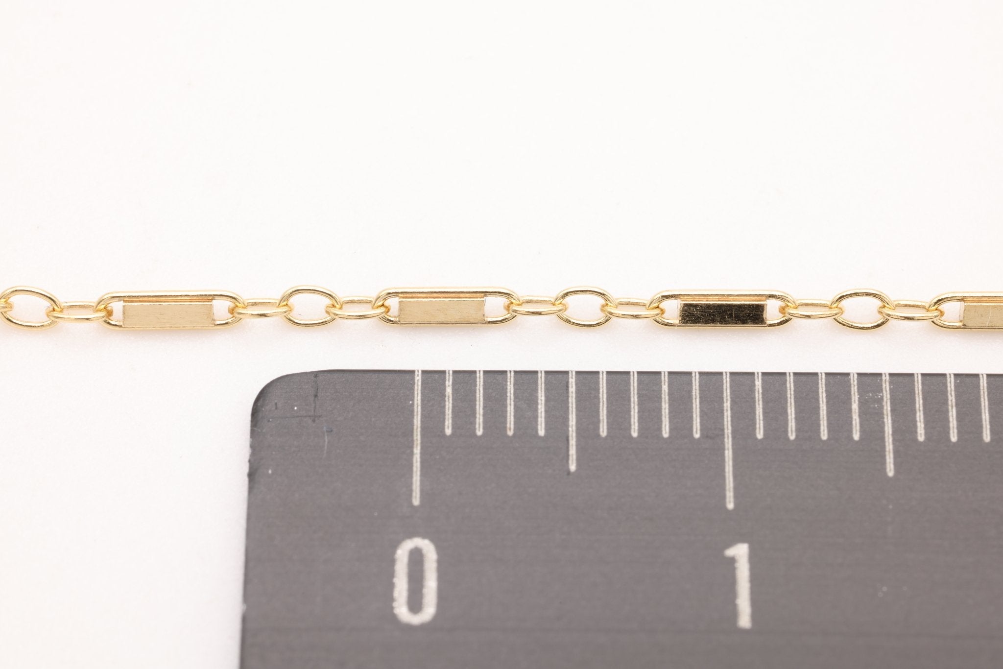 1mm x 5mm Bar Chain, Gold - Filled, Bulk DIY Spool Pay Per Foot Jewelry Making Chain - HarperCrown