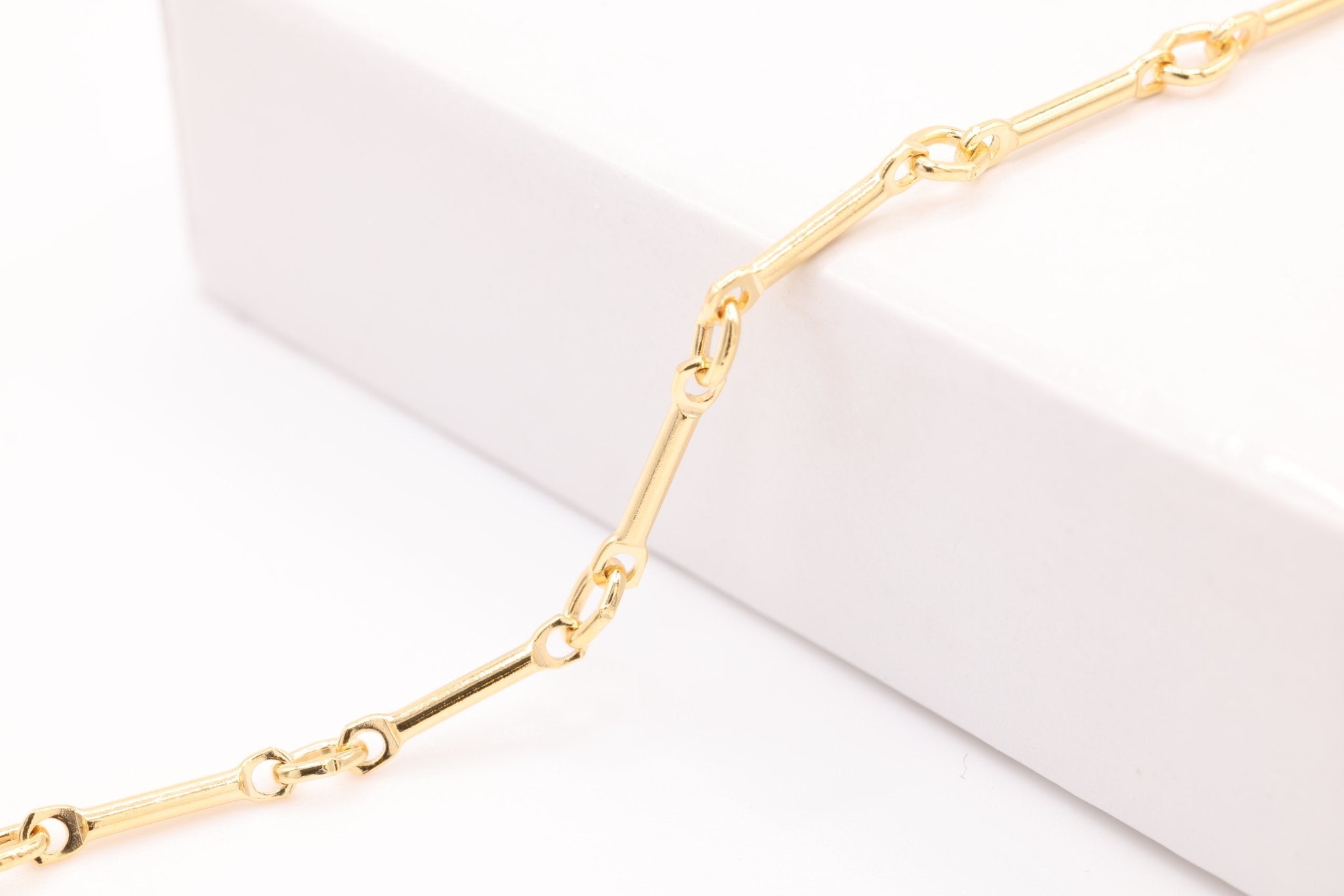 1mm x 8mm Bar Link Chain, Gold - Filled, Bulk DIY Spool Pay Per Foot Jewelry Making Chain - HarperCrown