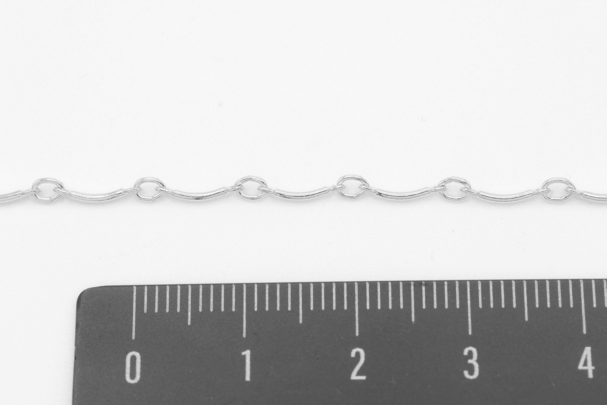 1mm x 8mm Curved Bar Chain, 925 Sterling Silver, Wholesale, Pay Per Foot, Jewelry Making Chain - HarperCrown