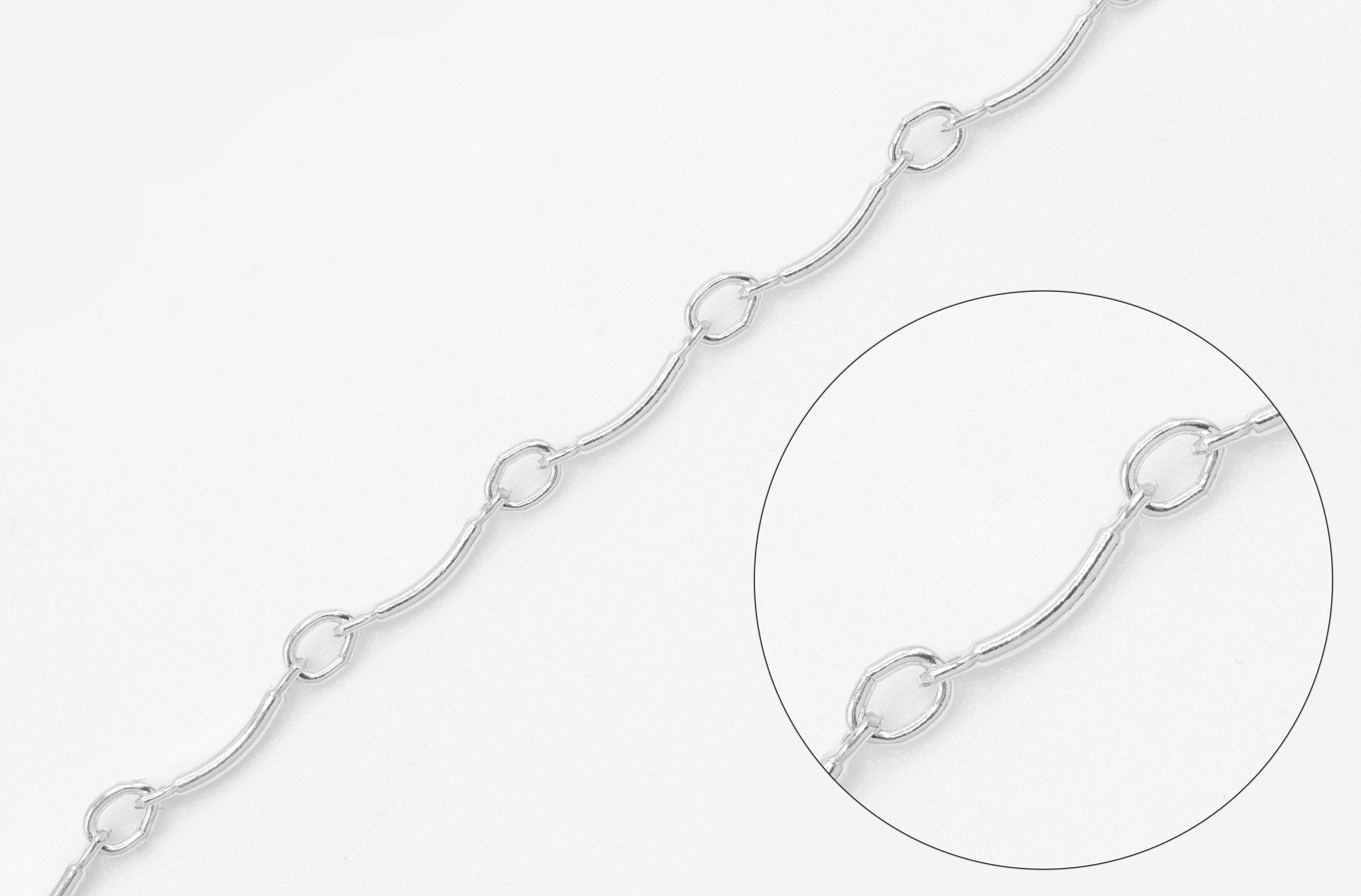 1mm x 8mm Curved Bar Chain, 925 Sterling Silver, Wholesale, Pay Per Foot, Jewelry Making Chain - HarperCrown